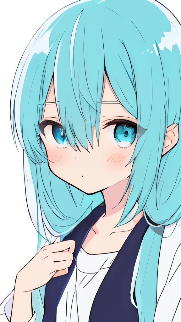 anime girl with blue hair and blue eyes wearing a white shirt, mikudayo, cute girl anime visual, anime moe art style, anime girl with teal hair, young anime girl, extremely cute anime girl face, anime best girls, anime twitter, cute anime face, cute anime girl, anime girl, an anime girl, pretty anime girl