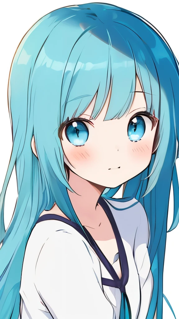 anime girl with blue hair and blue eyes wearing a white shirt, mikudayo, cute girl anime visual, anime moe art style, anime girl with teal hair, young anime girl, extremely cute anime girl face, anime best girls, anime twitter, cute anime face, cute anime girl, anime girl, an anime girl, pretty anime girl