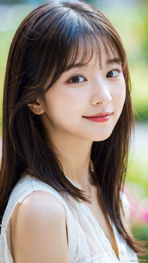 (RAW photo, highest quality)(8k, highest quality, masterpiece: 1.2), Super detailed, super resolution, (realistic, realistic photo: 1.37), portrait, High resolution RAW color photos, professional photos, Beautiful in high resolution, very delicate and beautiful, 8k image wallpaper, amazing details, huge file size, high detailed beautiful girl, Super detailed face, very fine eyes, Very fine skin, very small nose, highly detailed mouth, perfect anatomy, simple background, 1 girl, (20:1.2), 20 generations, pretty girl, bangs, smile, wonderful, dress, realistic body, glowing skin, wavy black hair, baby face, lively face, delicate eyes, source order, look at me, ((positive)), (Fair skin), waist shot, bangs, round face, smile, close up of face, very delicate and beautiful, finely, masterpiece,