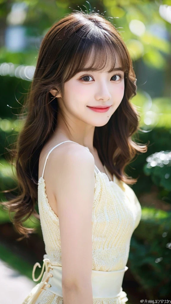 (RAW photo, highest quality)(8k, highest quality, masterpiece: 1.2), Super detailed, super resolution, (realistic, realistic photo: 1.37), portrait, High resolution RAW color photos, professional photos, Beautiful in high resolution, very delicate and beautiful, 8k image wallpaper, amazing details, huge file size, high detailed beautiful girl, Super detailed face, very fine eyes, Very fine skin, very small nose, highly detailed mouth, perfect anatomy, simple background, 1 girl, (20:1.2), 20 generations, pretty girl, bangs, smile, wonderful, dress, realistic body, glowing skin, wavy black hair, face, lively face, delicate eyes, source order, look at me, ((positive)), (Fair skin), waist shot, bangs, round face, smile, close up of face, very delicate and beautiful, finely, masterpiece,
