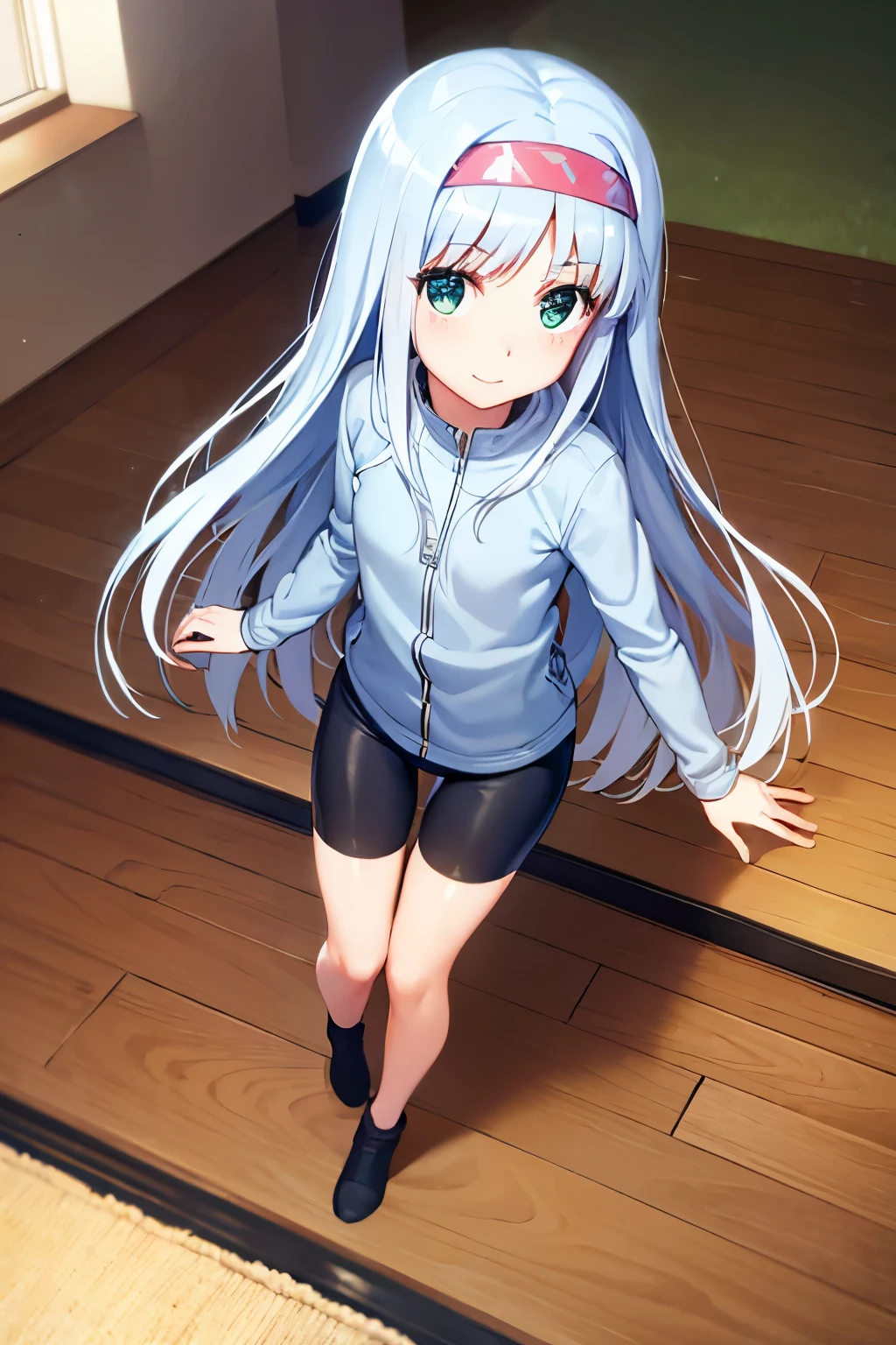 Yoisaki Kanade,blue jacket,looking at the viewer,NSFW,blush,sex,sex,sexual behavior,vaginal sex,Sweat,blush,smug face