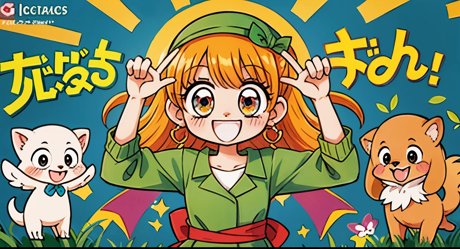 flat style,Rice-themed cartoon character,cute,vivid,green,happy smile,high detail,Vector