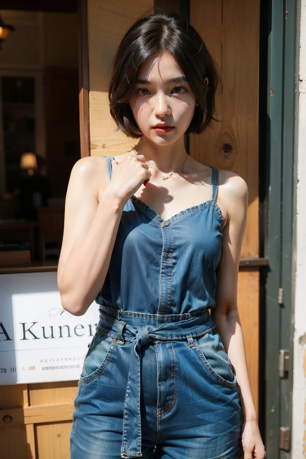 ((best quality)), ((masterpiece)), (detailed), short hair,Small Eyes,Wearing a jumpsuit