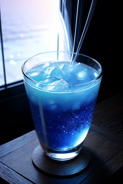 a dazzling cocktail with a striking Tyndall effect, where light reflections mingle with the liquid's hues, creating a captivating visual symphony