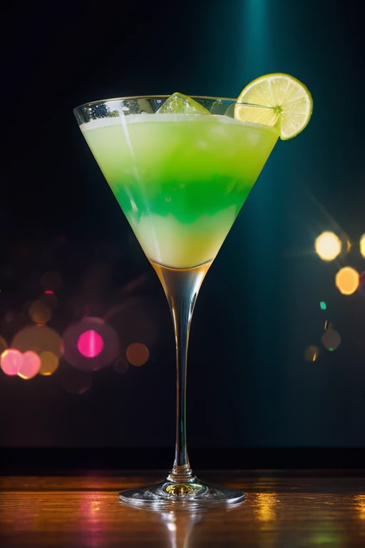 an epic cocktail showcasing a remarkable Tyndall effect, where light refracts through the bubbles and ingredients, creating a dazzling and vibrant visual spectacle