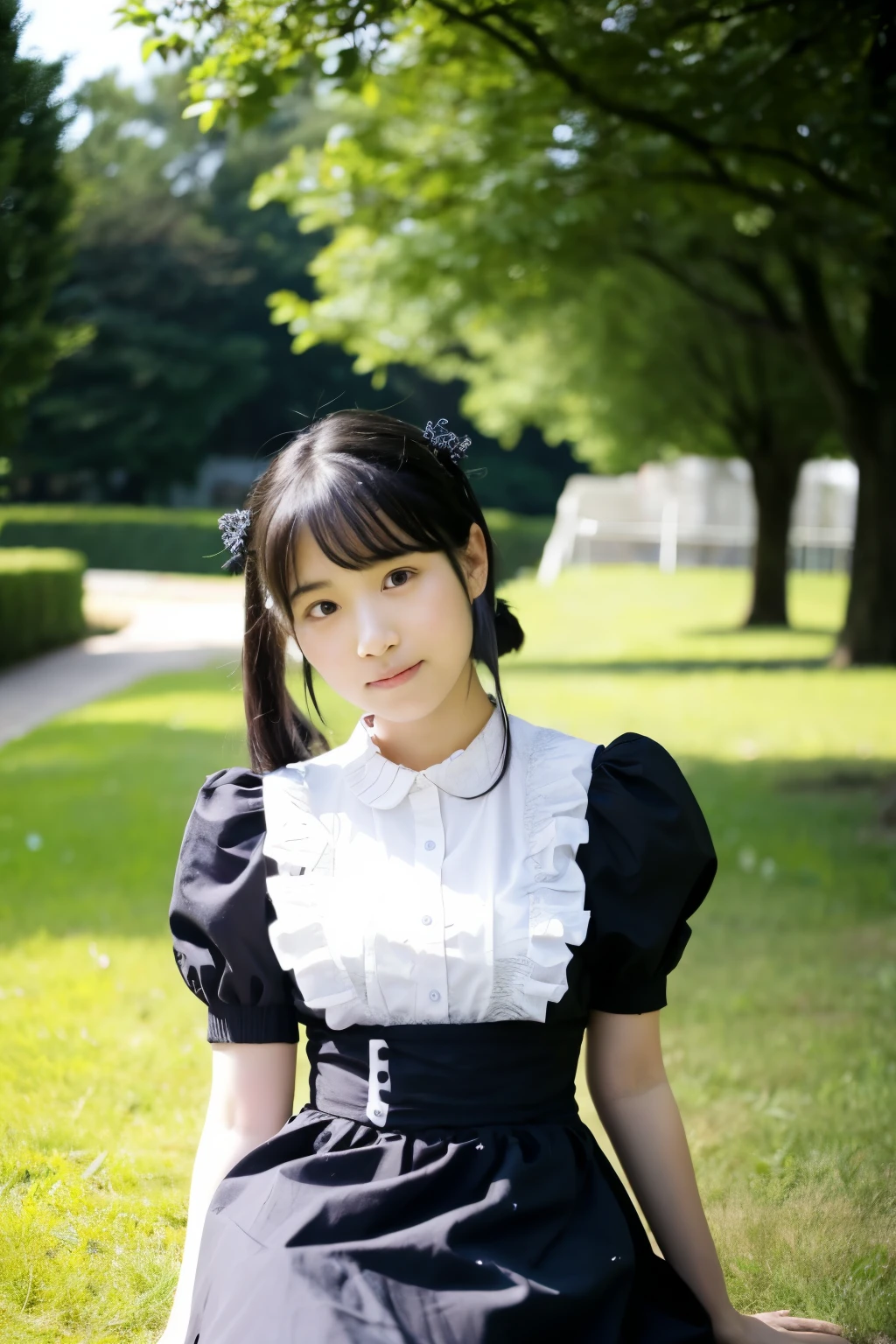 Photo quality,Masterpiece,Realistic,( cute Japanese girl:1.9),(Detailed young face:1.9),(Very embarrassed look:1.9),(Angle from below,Thin legs:1.9),(Wearing black Gothic Lolita fashion:1.9)(Adult video package shoot:1.9),(Posing to seduce men in the park,Inner thigh visible:1.9),((Droopy eyes:1.9)),((Body type of a 14 year old Tits:1.9)),(Cute school girl hairstyle:1.9),((Skinny Legs)),Very pale skin,Show your forehead,Detailed body,Detailed hands,No makeup