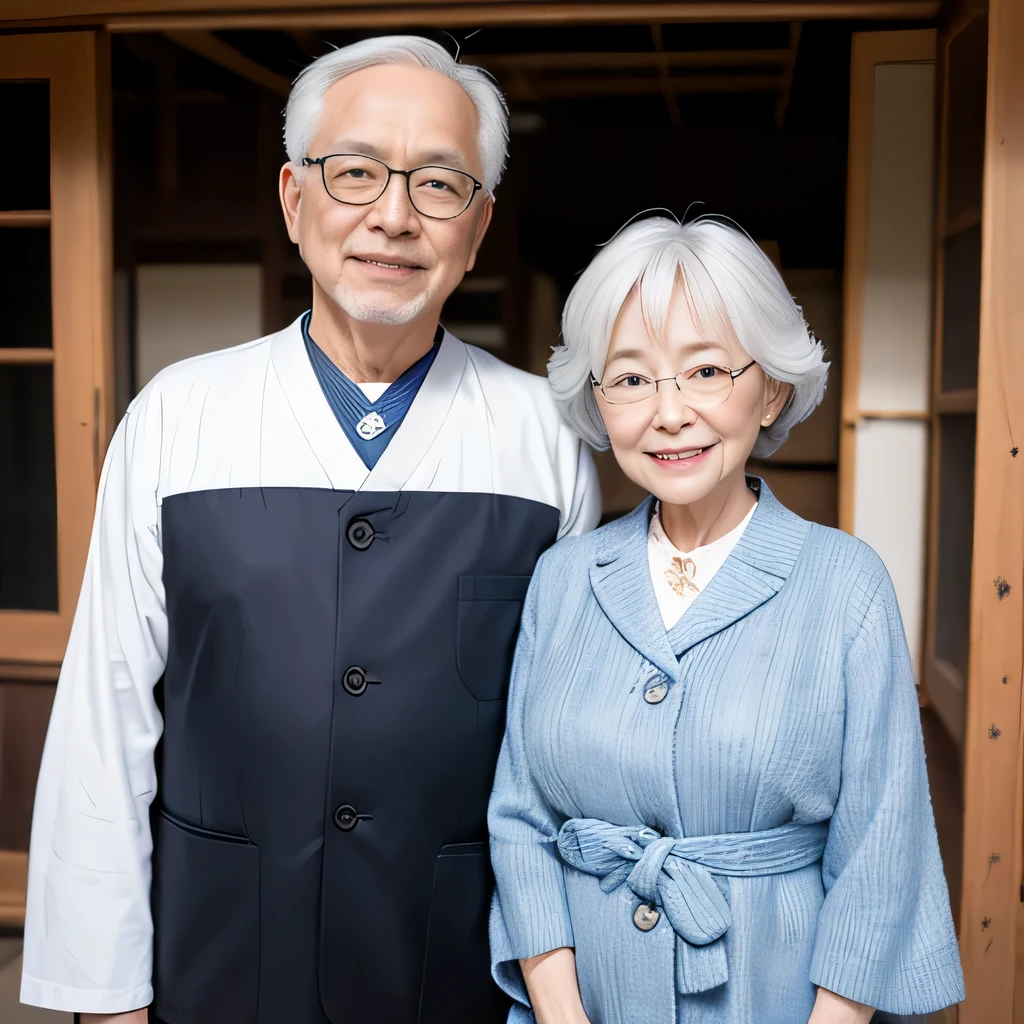 two old men and a woman,male dong&#39;Do not wear glasses,smile at the camera, 60mm portrait, Japanese face 70 years old, 70 years old, 100mm portrait, two old men and a woman, portrait photography, Photo taken with Nikon D750, Photo taken with Nikon D750, portrait shot 8k, 70mm portrait