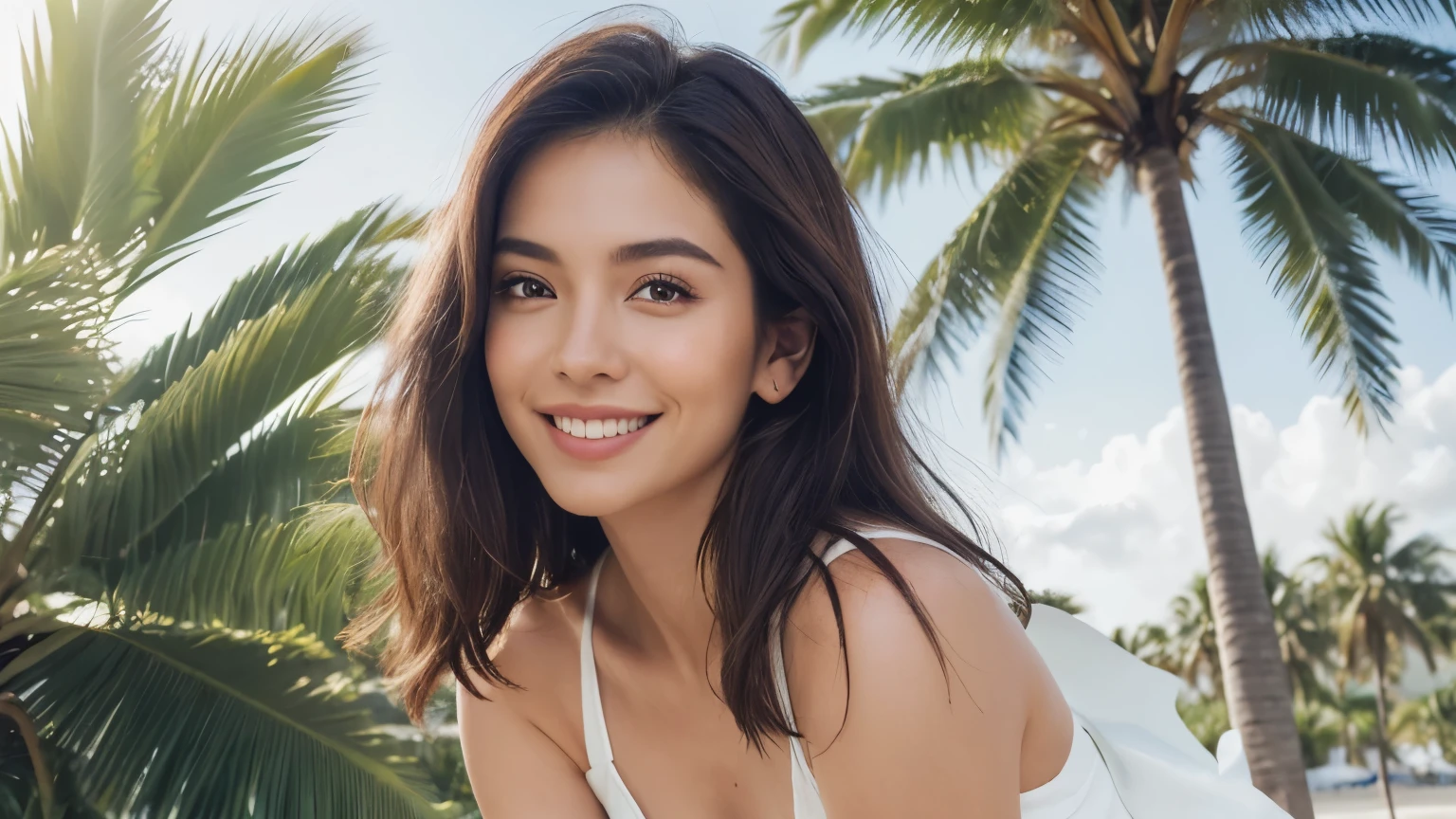 Beautiful woman, smile like the sun Perfect expression Words that sound like you&#39;re invincible Have naturally attractive eyes