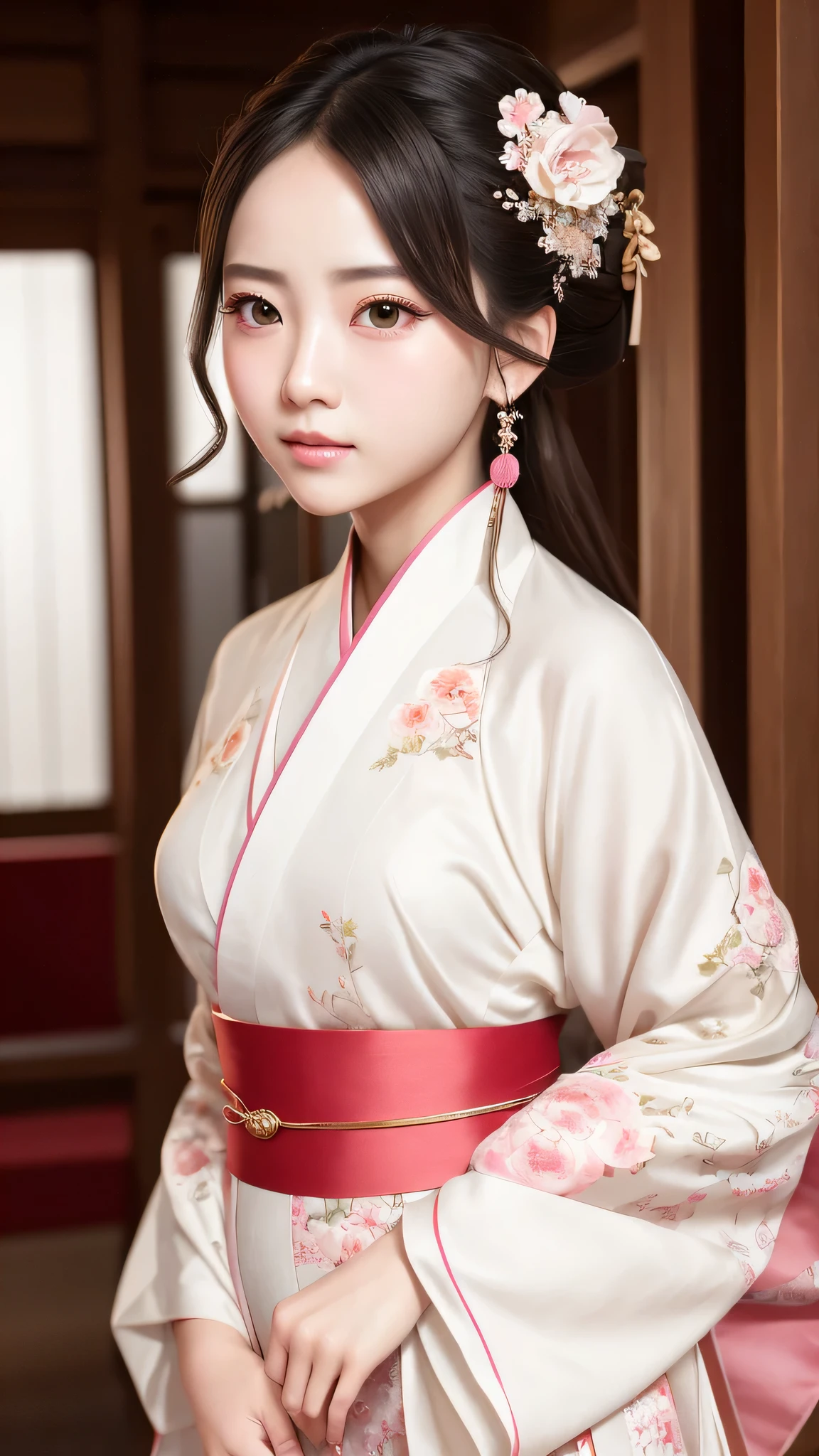 highest quality ,masterpiece, shape, very delicate and beautiful, very detailed ,CG ,unity ,8k wallpaper, wonderful, finely, masterpiece,highest quality,official art,very detailed CG unity 8k wallpaper,confused, incredibly confused, huge file size , Super detailed, High resolution, very detailed,beautiful detailed girl, very detailed eyes and face, finelyて美しい目,light shines on your face,(Hanfu:1.1),1 girl