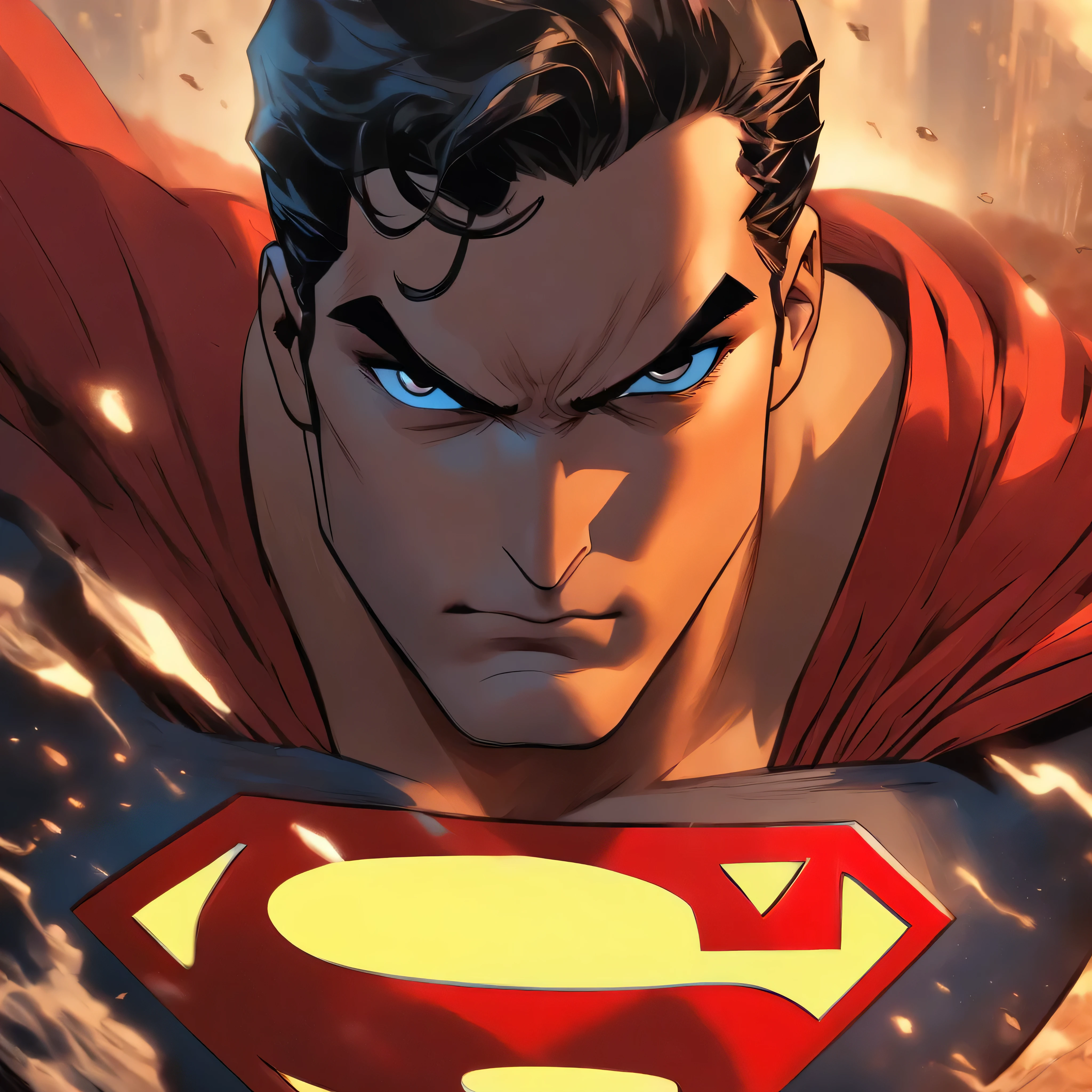 one muscle, Powerful Superman in a dynamic flying pose, with a confident and determined expression on his face. His iconic red and blue superhero costume is highly detailed, mostrando as texturas e contornos do tecido. As cores vibrantes do traje, including the bright red cloak that flows behind him, Crie um impacto visual impressionante. The symbol of the House of Him, the iconic Superman emblem, is prominently displayed on his chest.
The work has a medium of comic book illustration, capturing the essence of the beloved DC Comics character. The lines and shading are crisp and clean, giving the image a dynamic and energetic feel. It combines elements of traditional hand-drawn artworks with digital coloring techniques, resulting in a visually stunning piece.
Enquanto Superman assume o centro do palco, the background features the iconic skyline of Metropolis with its towering skyscrapers, todos banhados pela luz quente do sol. The buildings are highly detailed, featuring a blend of contemporary architecture and the classic art deco style that is synonymous with the world of Superman.
The lighting in the artwork is dramatic, with sunlight casting strong shadows on Superman's muscular physique, emphasizing their strength and power. Using highlights and shadows adds depth and dimension to the image, Bringing it to life.
The color palette of the work is rich and vibrant, with bold primary colors dominating the scene. O vermelho e o azul do traje do Superman se destacam contra os tons quentes da paisagem urbana, criando um contraste visualmente cativante.
Geral, This work is of the best quality, with ultra-detailed, realistic rendering. Every muscle and line in Superman's body is meticulously portrayed, highlighting his physical prowess and superhero status. Attention to detail creates a sense of realism, fazendo com que o espectador se sinta como se estivesse testemunhando o voo do Superman pessoalmente.
This prompt is suitable for