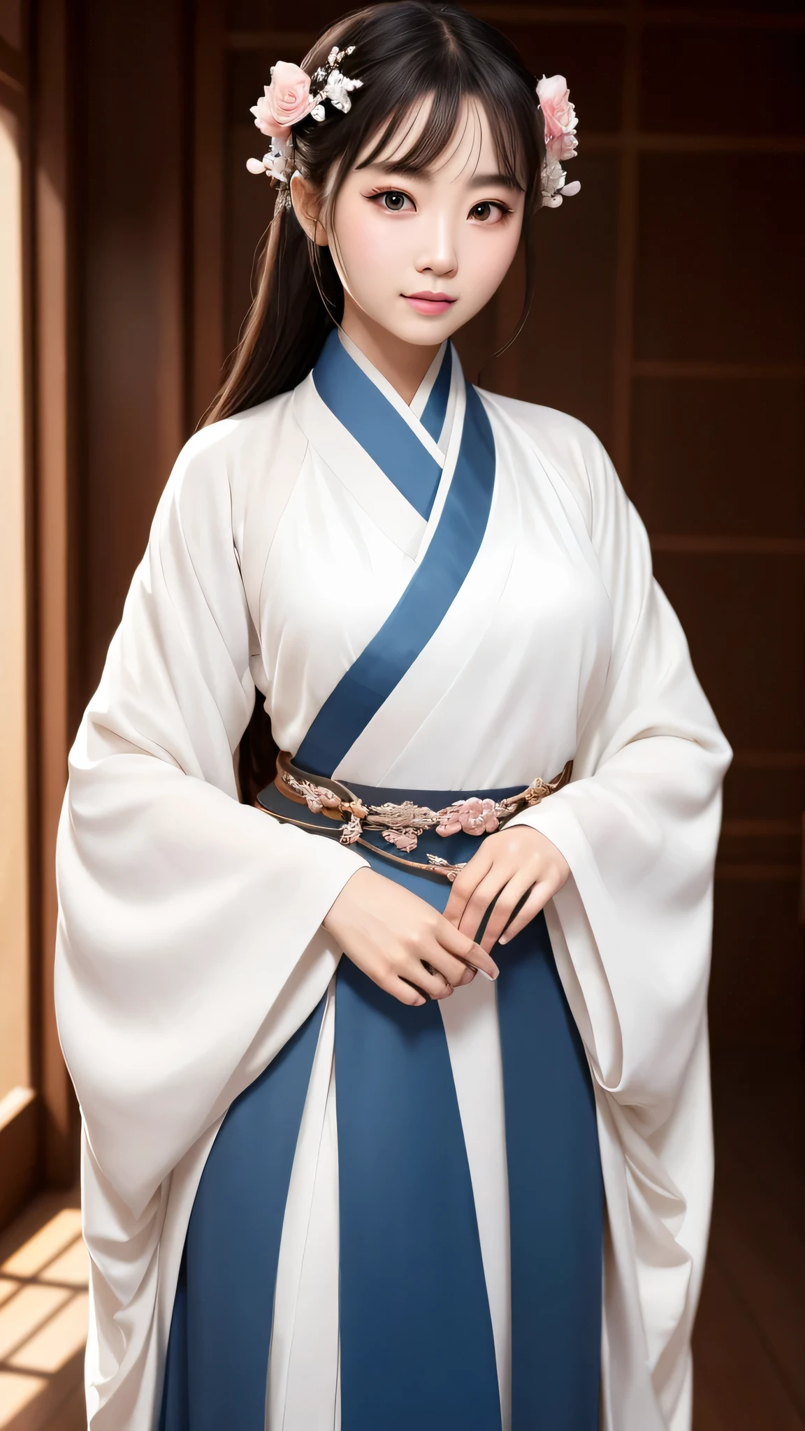 highest quality ,masterpiece, shape, very delicate and beautiful, very detailed ,CG ,unity ,8k wallpaper, wonderful, finely, masterpiece,highest quality,official art,very detailed CG unity 8k wallpaper,confused, incredibly confused, huge file size , Super detailed, High resolution, very detailed,beautiful detailed girl, very detailed eyes and face, finelyて美しい目,light shines on your face,(Hanfu:1.1),1 girl