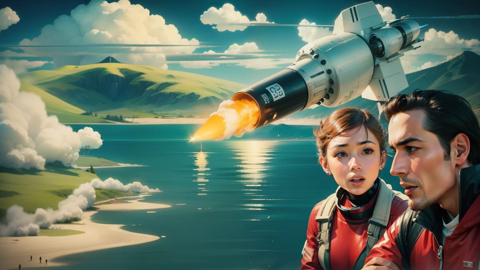 two people with a rocket