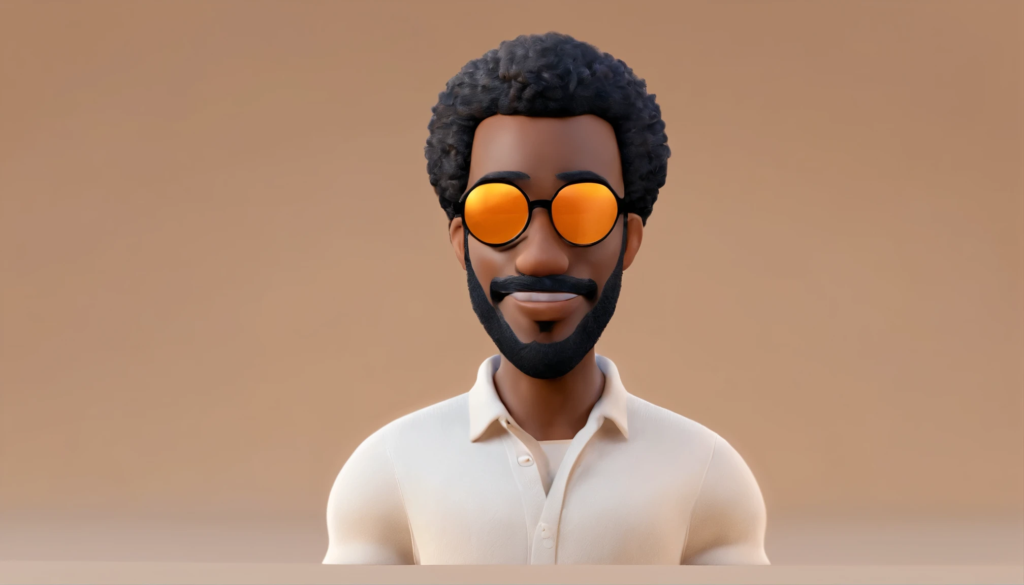style pixar: Homme Noir Adulte Avec Des Lunettes Barbe Cheveux Courts , A black man with curly hair and black eyes , Une femme blanche, plus size curly hair, avec des lunettes ,Affiche 3D,Disney