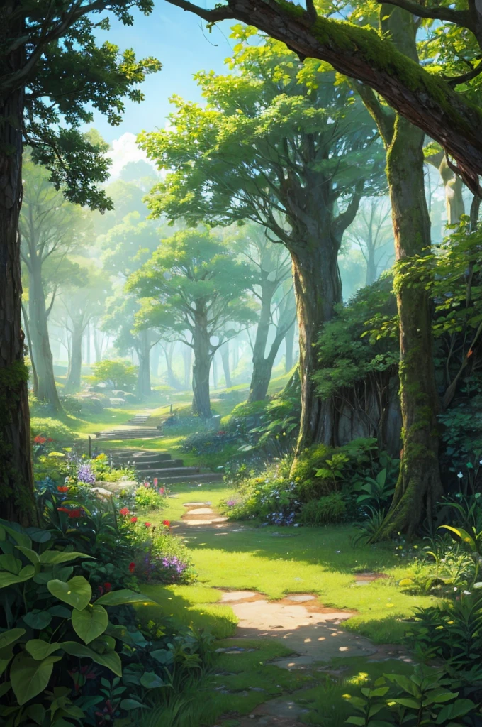 lush forest and plants.