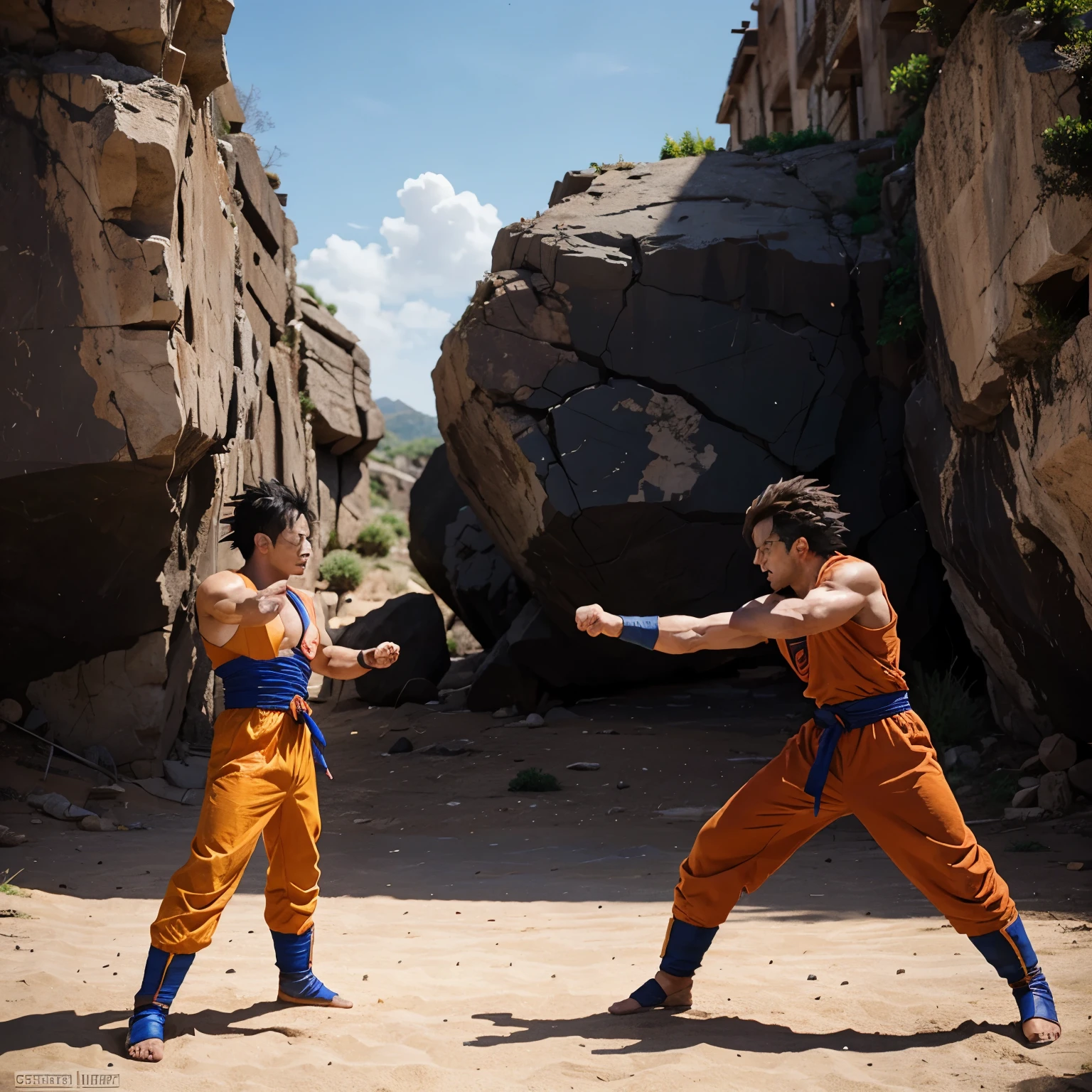 A fighting scene goku vs vegeta
