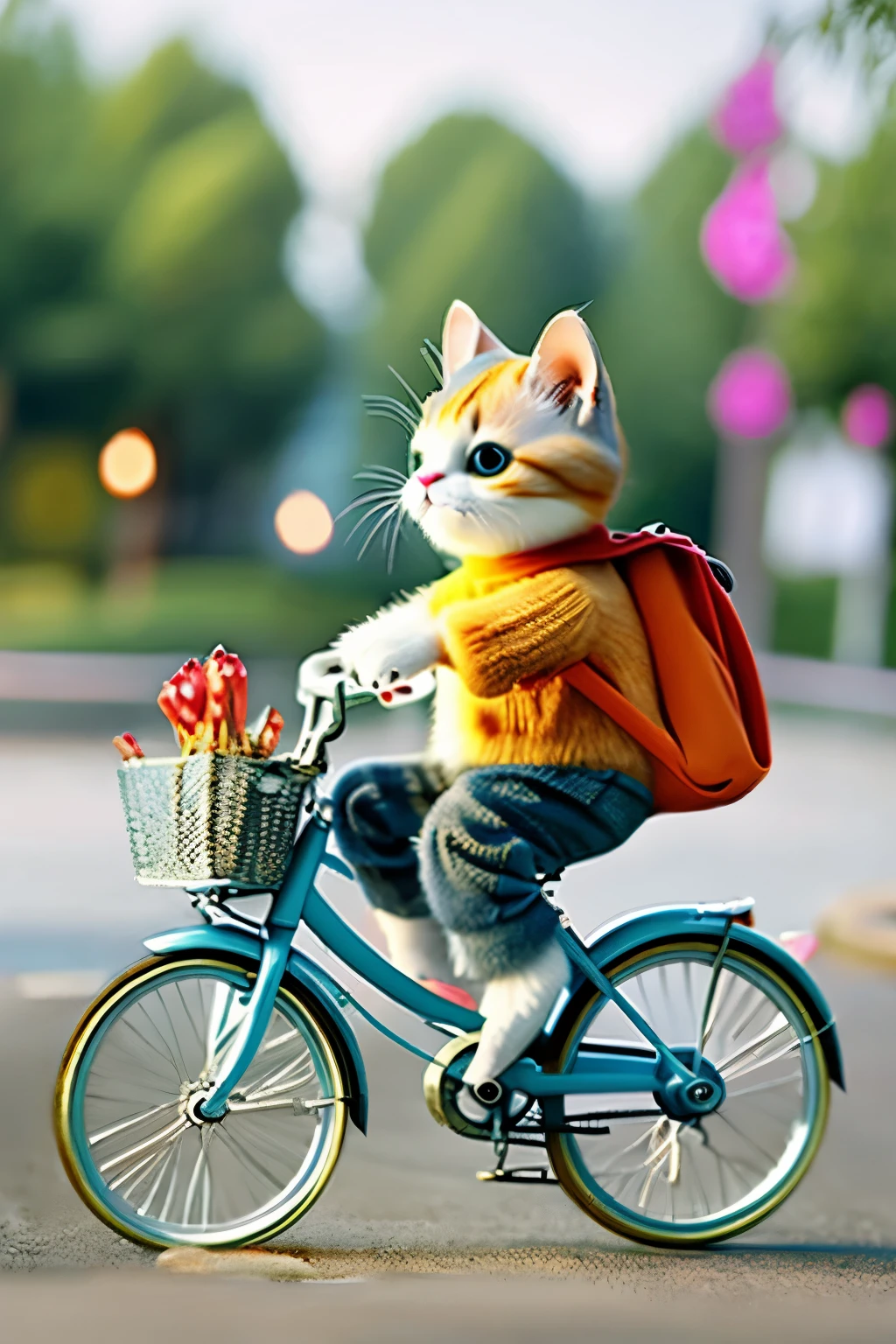 cat riding a bicycle
