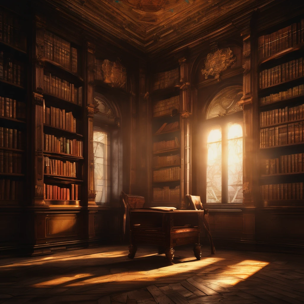 Tyndall Effect, aesthetic, extremely detailed, dusty library, sunbeam through window, Tyndall effect, antique books, mysterious atmosphere, (vintage:1.2, soft glow:1.4), (Best quality:1.5, masterpiece:1.5).