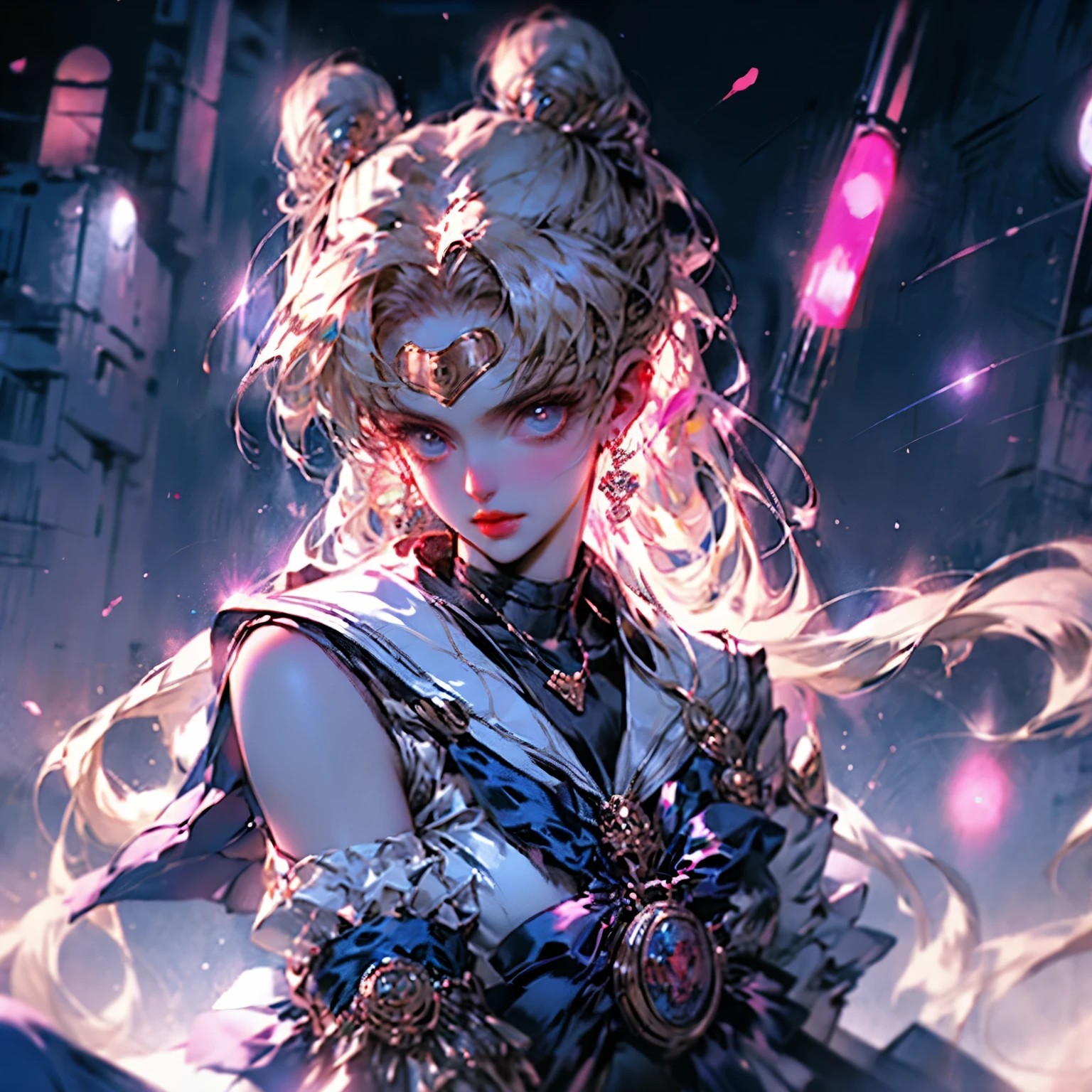 sailor moon,Idol,cute,beautiful,real,beautiful girl,fantasy,self-portrait,night view,