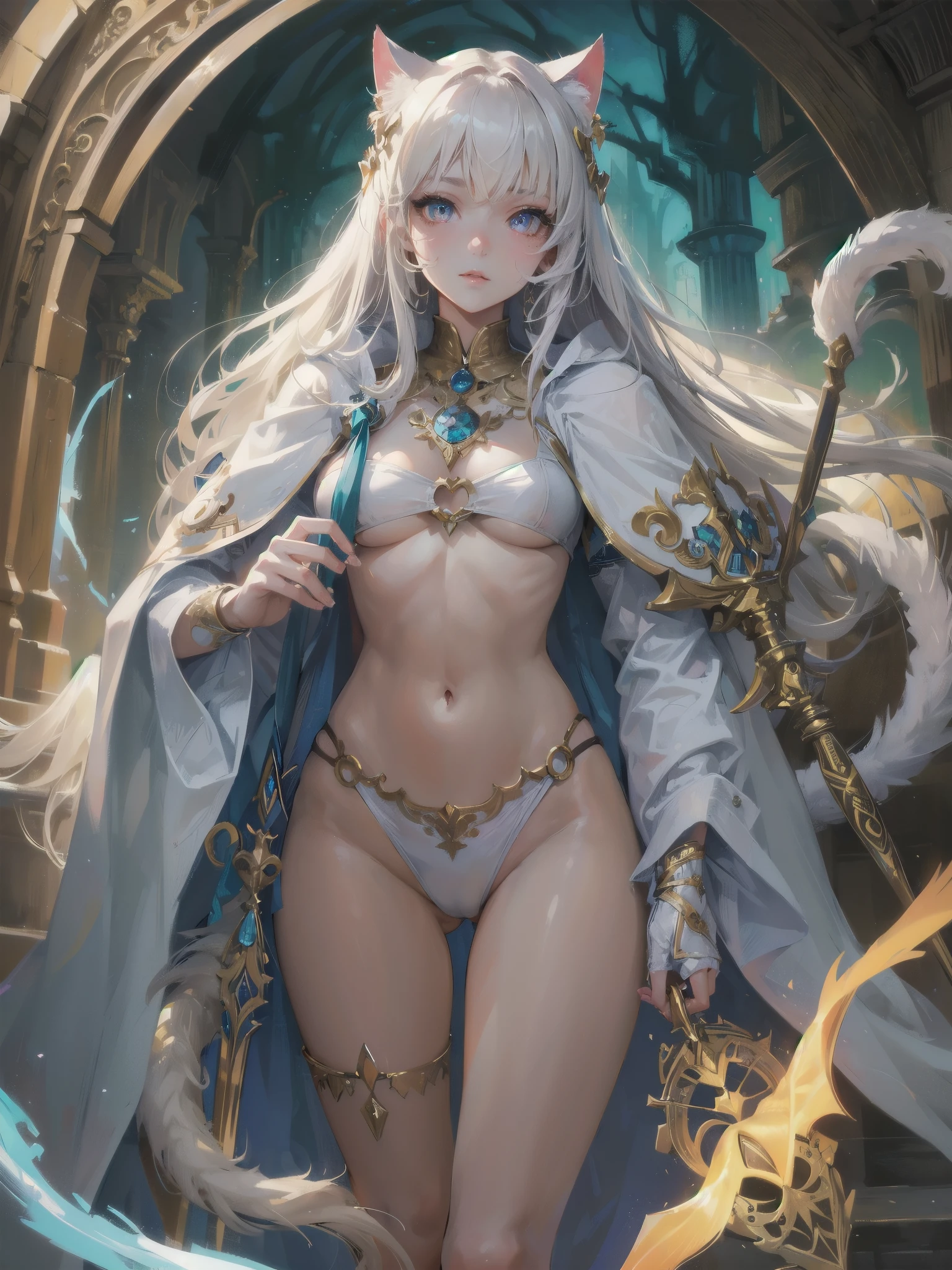 high quality,hd,16k,sharp line,1girl,cat girl ,cute face, large breasts ,nice legs,,focus girl,detailed beautiful face,detailed clothes,beautiful eyes,sexy,dynamic angle