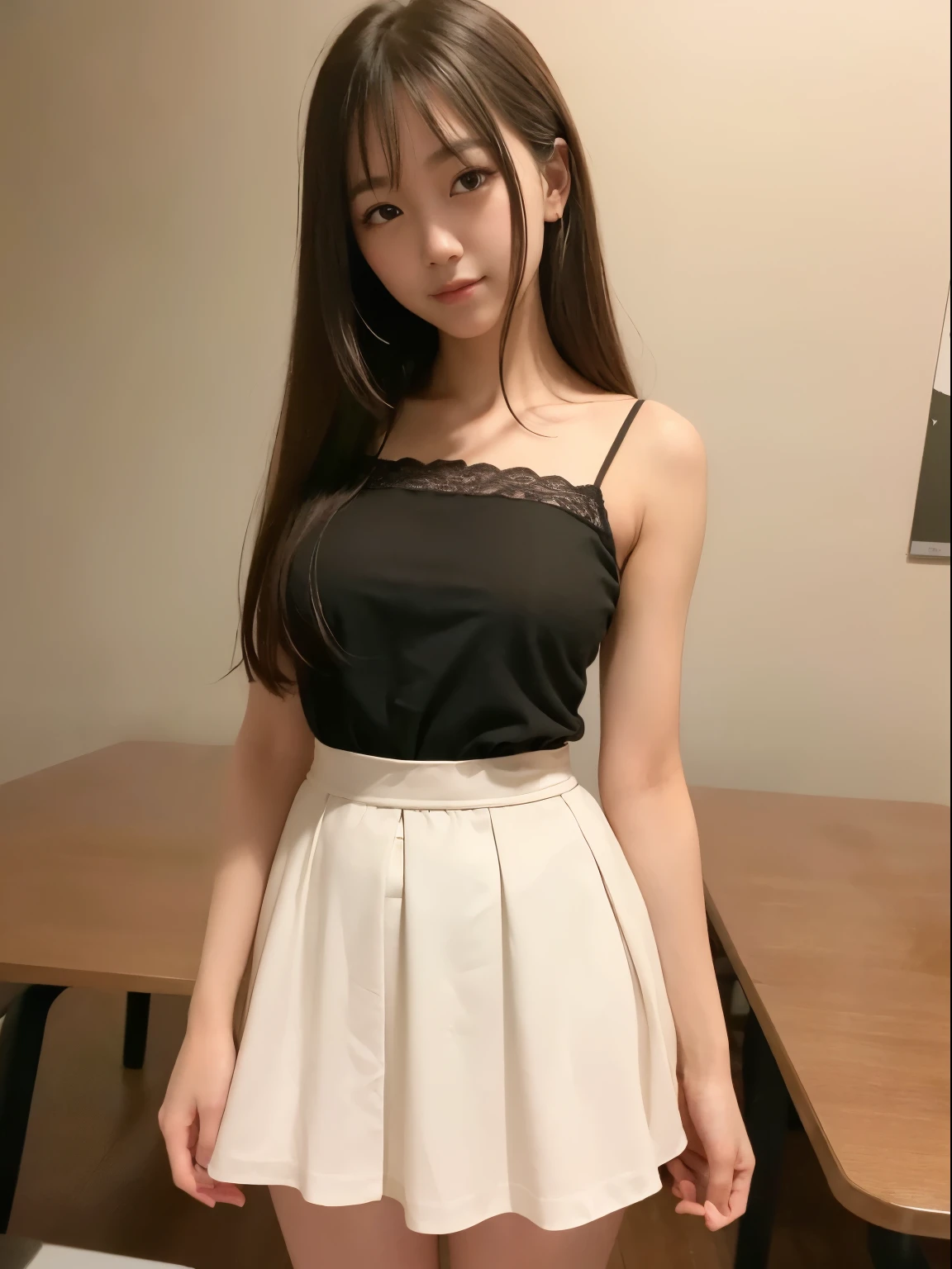 ((best quality, 8k, master piece:1.3)),concentrated:1.2, OL,(very big )、(OL clothes with a lot of exposure)、(sexy smile)(adorable),delicate face,long hair around waist length,flowing long hair,tilt one's head,smile,hair details,Delicate full body depiction,delicate faceの描写,best image quality,High resolution,detailed background,delicate depiction,exquisite details,rich in details,facial enhancement,(short skirt),Company meeting room,There are no dark circles under the eyes