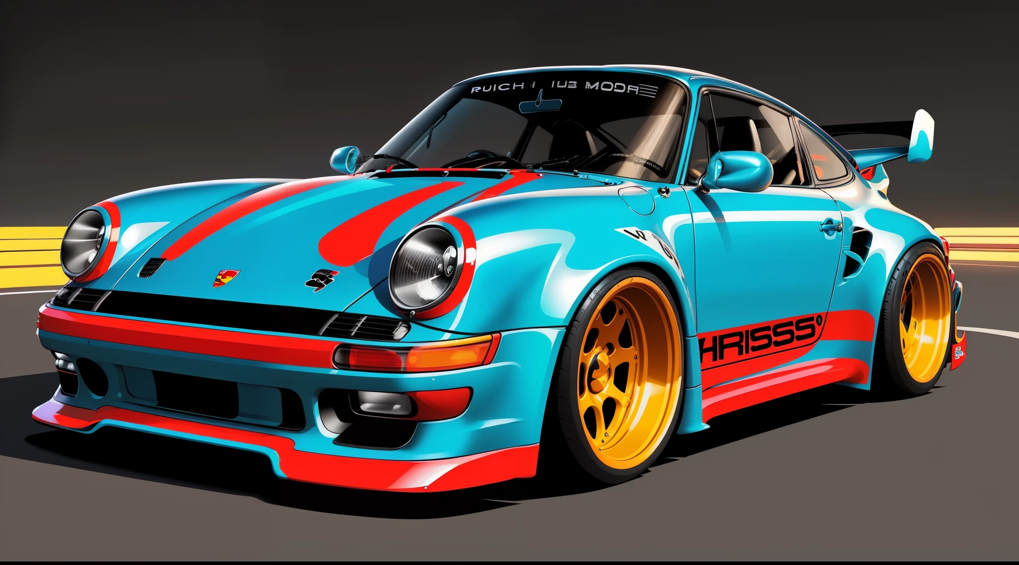 90s style Porsche 911 rwb, hot- rod cartoon style drawling, sketch, large wheels, wide bodykit,
isometric style,120 degrees accurate, poly art, electronic sign, Ultra-detailed,Ultra-detailed,Ultra-detailed,Ultra-detailed,Ultra-detailed,3 d stylize scene