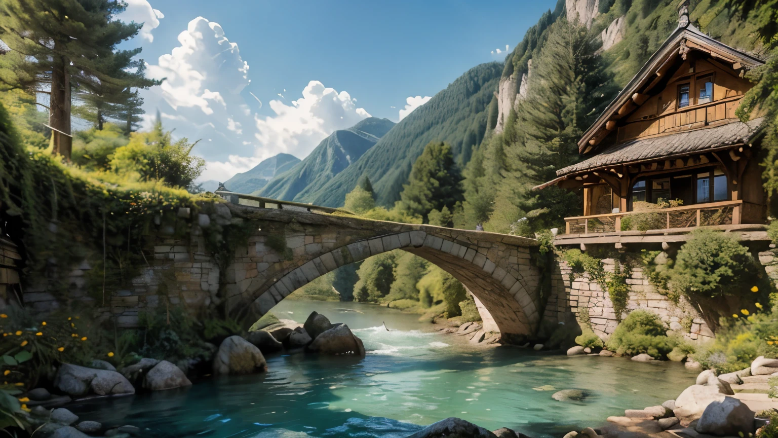 Gracefully nestled in the jagged embrace of towering, Green Mountains, This ethereal elf village is a testament to the harmonious connection between elven craftsmanship and nature. Gegen den Steilhang gelehnt, Smaragdgrünes Plot, Its houses and paths are a masterful blend of elven craftsmanship and the robustness of stone and marble. aufwendig, Wendeltreppen aus fein poliertem Marmor verbinden die Behausungen, while slender bridges of intricately carved stone span glistening streams and cascading waterfalls, Verbinden der Stufen dieser Waldsiedlung. The houses of the villagers are formed from the mountains themselves, The walls are made of sturdy stone and decorated with delicate marble reliefs, depict the scenes of the beauty of nature. Towering columns of gleaming marble support intricately carved wooden balconies, wo sich die Bewohner versammeln, to communicate with the breathtaking views of towering peaks and tranquil valleys. Vine and ivy strands, Sorgsam kultiviert, Verfolgen Sie ihren Weg die Steinmauern hinauf, Verleihen Sie den herrschaftlichen Bauwerken einen Hauch von Anmut der Natur. Jenseits der Umarmung der Berge, A dense forest of ancient oaks and silver-leaved aspens stretches out its green thumb towards the village. Hier, Die elfischen Bewohner finden Trost und Nahrung, Collecting herbs, Viehfutter, and the finest woods for their graceful craftsmanship. The air is a tapestry of forest scents, imbued with the fragrant embrace of blooming wildflowers and the singing of countless birds. In diesem Elfenparadies, where stone and marble stand both as a testament to their artistry and as a symbol of enduring strength, Die Dorfbewohner leben den Geist des Waldes vor, who they call home – resilient and resourceful, Tief verbunden mit den beeindruckenden Bergen und dem bezaubernden Wald, der ihre zeitlose Gemeinschaft wiegt.