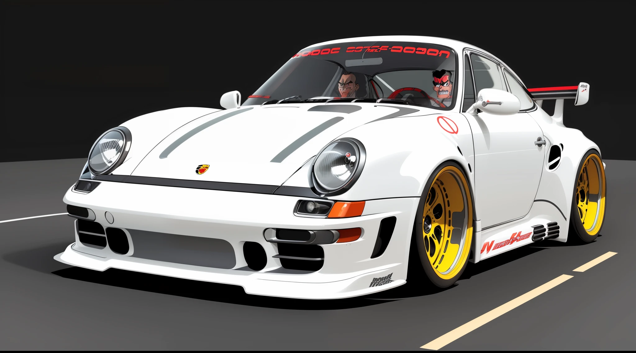 90s style Porsche 997 rwb, hot- rod cartoon style drawling, sketch, large wheels, wide bodykit,
isometric style，120 degrees accurate, poly art, electronic sign, Ultra-detailed，Ultra-detailed，Ultra-detailed，Ultra-detailed，Ultra-detailed，3 d stylize scene