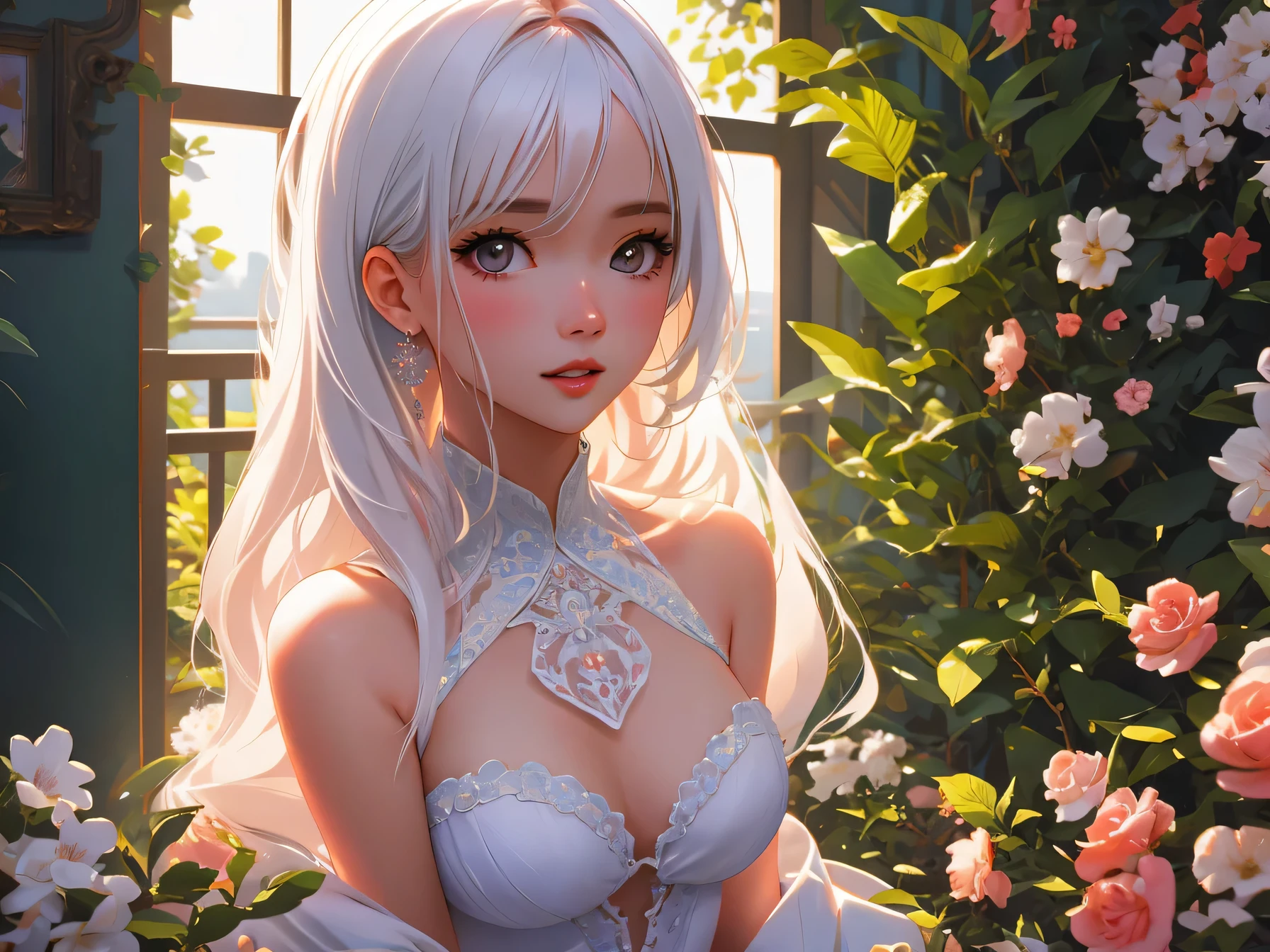 nsfw:1.1, high resolution:1.7, incredibly absurdres, kawaii:1, cute:1.5, hires.fix,anime visual:1,incredibly fine illustration,8k,masterpiece:1.2,best quality, high quality, exquisite, beautiful,insanely detailed, intricate detailed, extremely detailed, Super Definition,ultra high res, Super Resolution, best aesthetic, ultra detailed:1.5,best quality, perfect face, detailed face, masterpiece:1.2, illustration:1.2, 8k cg wallpaper, stunning art,absurdres,octane render,ultra hires,Actress,(Idol),18yo,Beautiful,(Cute and lovely),cute girl,White-haired long-haired royal sister swimsuit,Detailed rendering,extreme picture quality,The light and shadow details are perfectly expressed,Natural light effects,dynamic angle,Brilliant summer sun