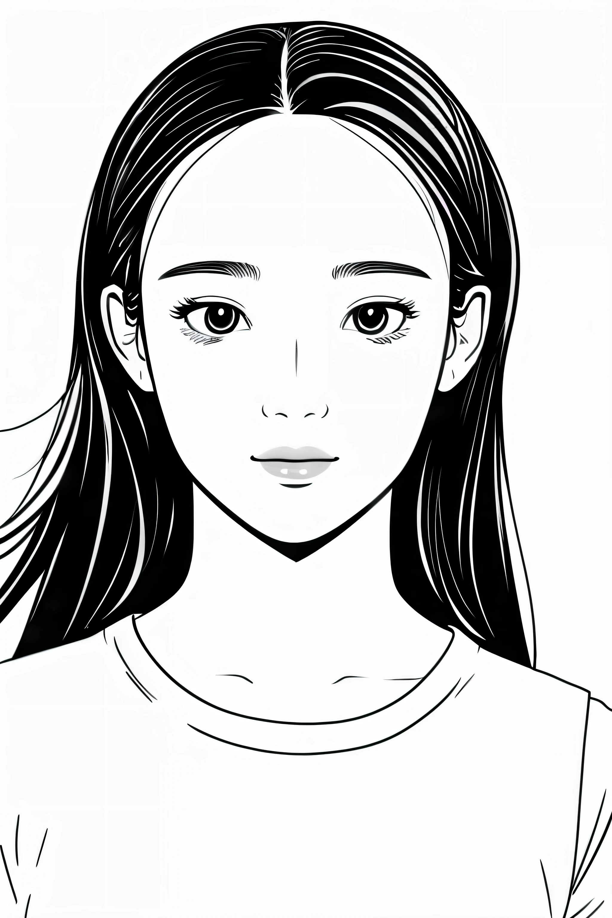 line drawing coloring book monotony Korean beauty no makeup amount real face no eyebrows