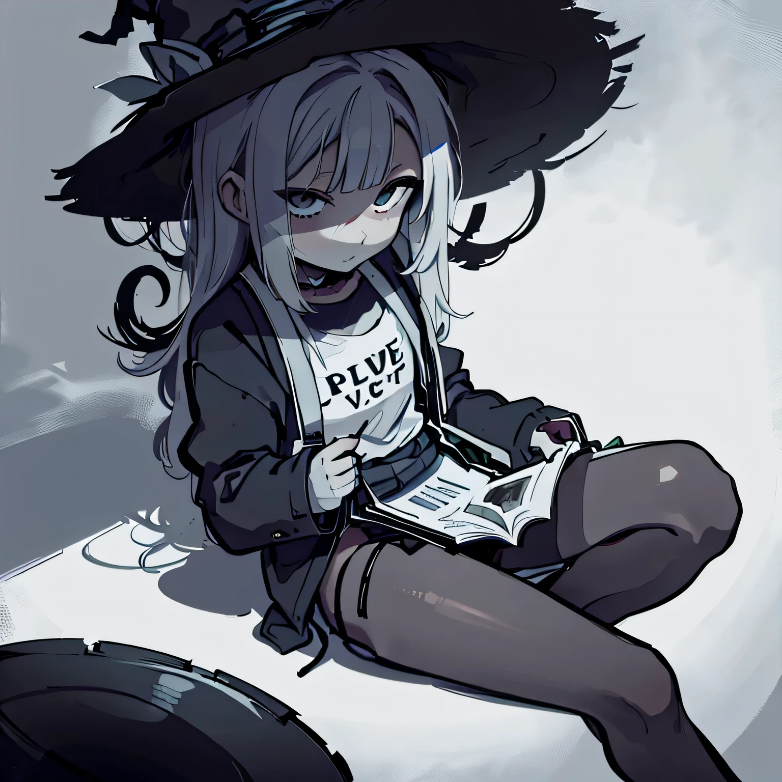 witch drawing, sitting on a stone with a book, ink drawing by Eddie Mendoza, art station, Lowbrow, loose linework, Cutesexybutts, heavy linework, linework, stunning line drawing, thick outline, dark linework, spontaneous linework, Thick black line, Inktober, dense linework, clean linework, ink and pencil, Big ass in a thong, stockings with suspenders on legs roll over thighs