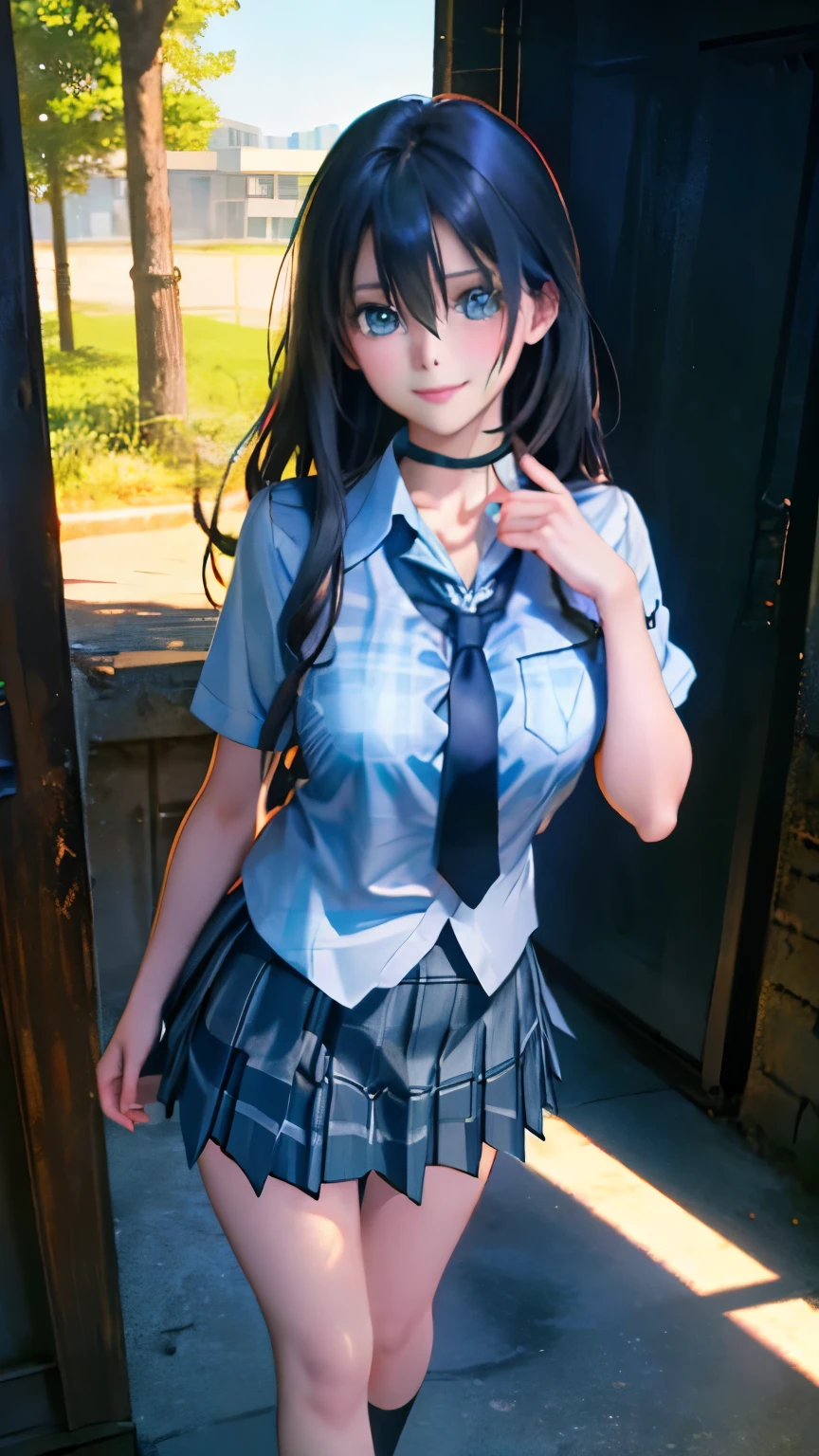 ((SFW: 1.4)), (girl)), Ultra-high resolution, (Realistic: 1.4), RAW Photos, Highest quality, (PhotoRealistic Stick), concentrated, Soft Light, (()), ((Japanese)), (( (Young Face))), (surface), (Written boundary depth), masterpiece, (Realistic), woman, bangs, ((1 girl))、(((Thighs、Cleavage)))、Handbags))、((((Schoolgirl plain clothes))))