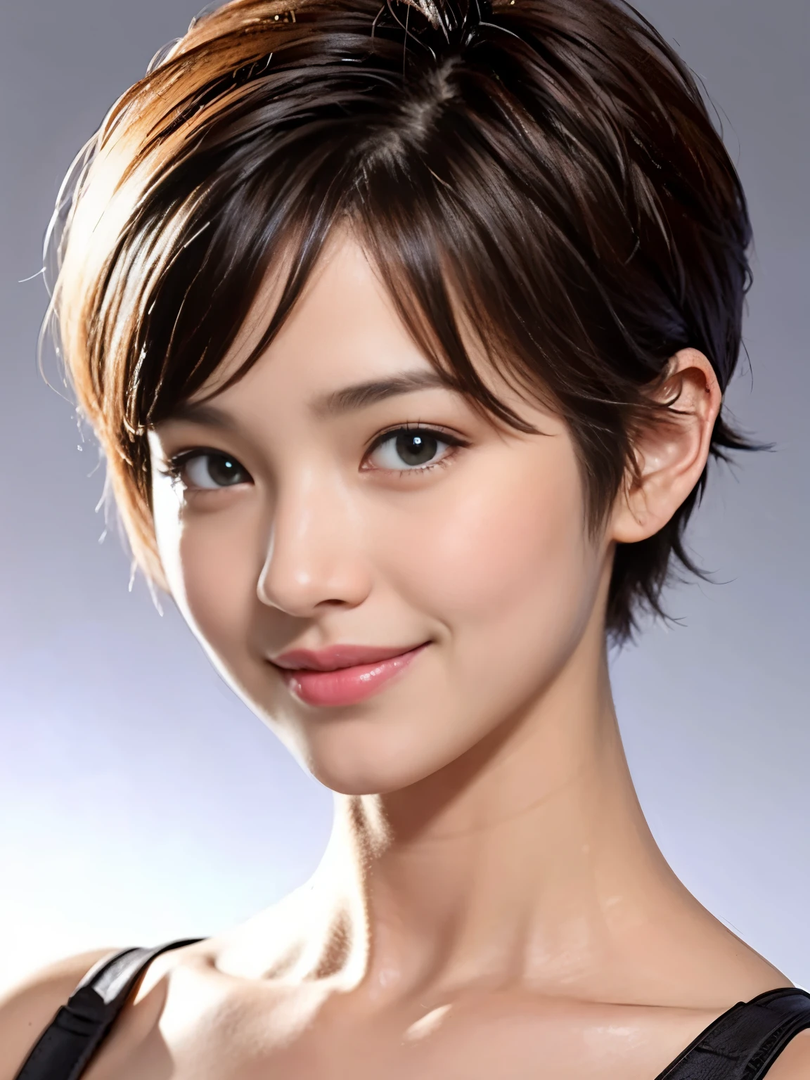 short pixie cut smile