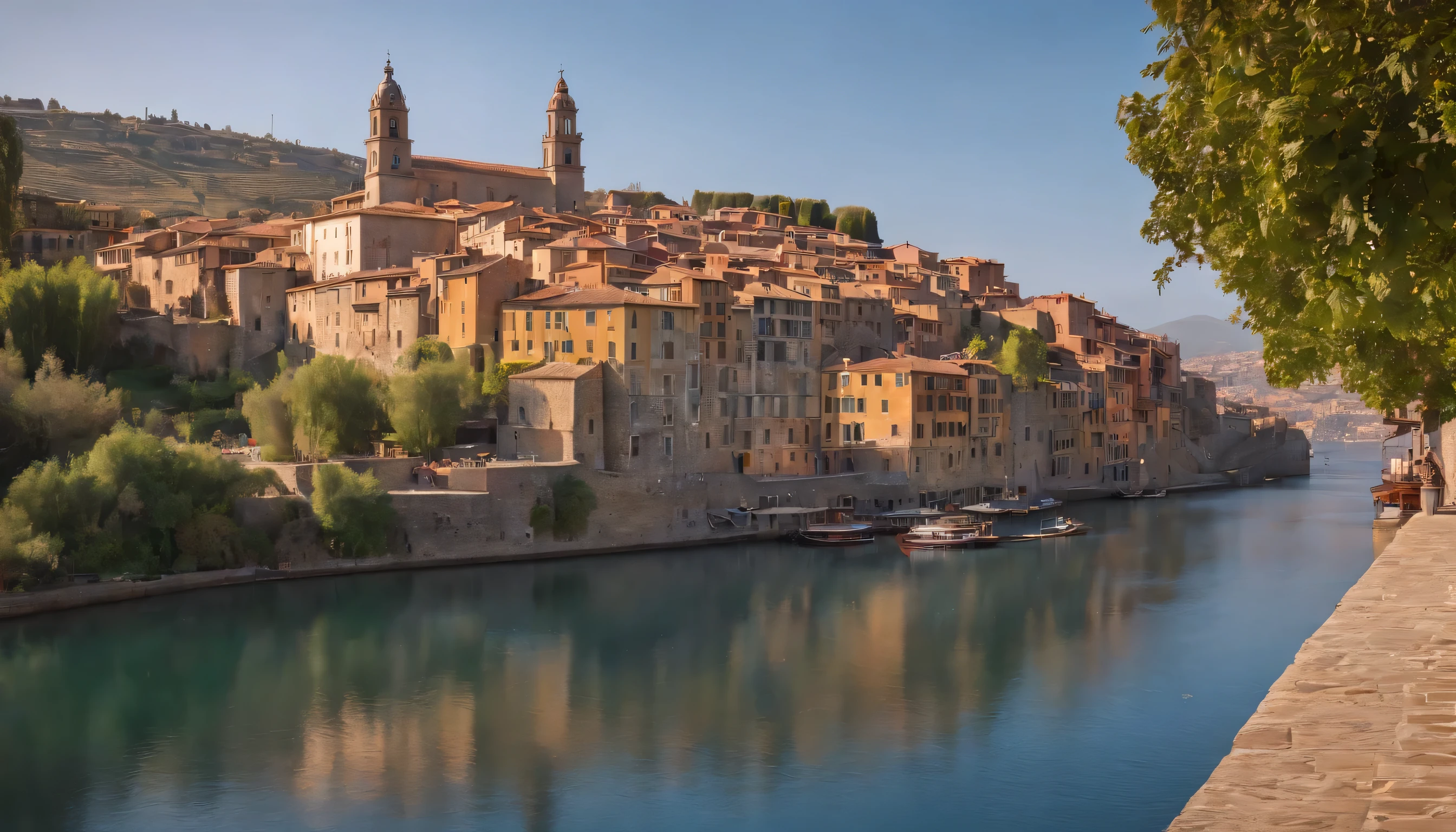 (Highly detailed CG Unity 8k wallpaper、masterpiece、highest quality、Super detailed)、(best lighting、best shadow、very delicate and beautiful)、highest quality、8k、Detailed facial depiction、masterpiece、highest quality、clear image quality、
port's wine cellar along the Douro River and the colorful port cityscape。