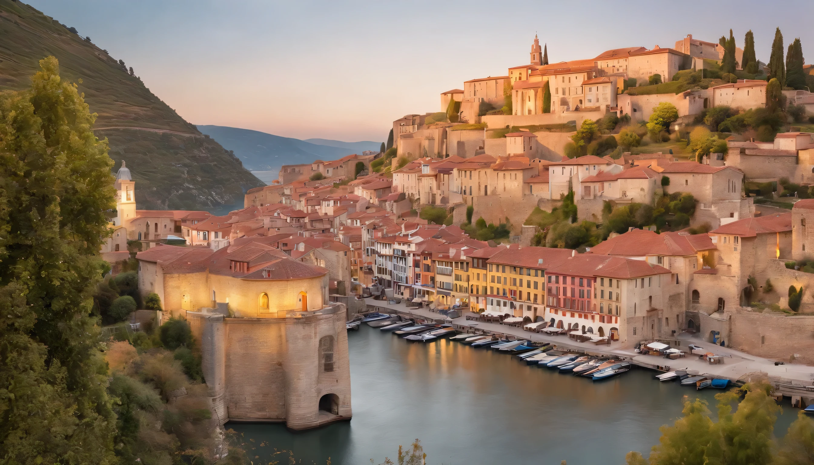 (Highly detailed CG Unity 8k wallpaper、masterpiece、highest quality、Super detailed)、(best lighting、best shadow、very delicate and beautiful)、highest quality、8k、Detailed facial depiction、masterpiece、highest quality、clear image quality、
port's wine cellar along the Douro River and the colorful port cityscape。