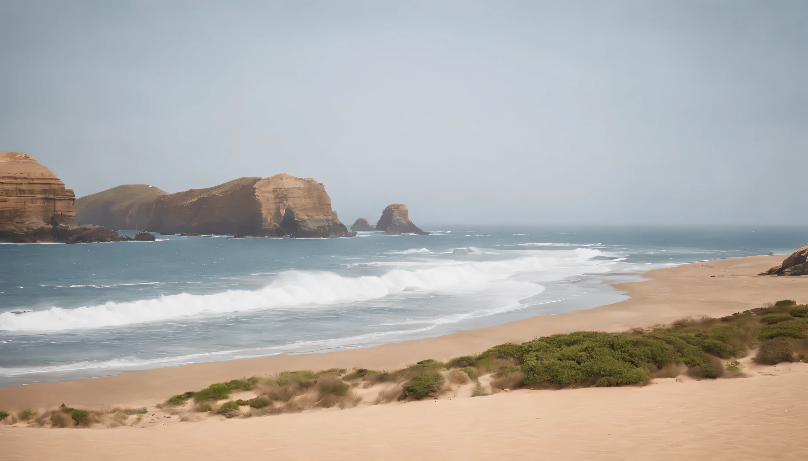 (Highly detailed CG Unity 8k wallpaper、masterpiece、highest quality、Super detailed)、(best lighting、best shadow、very delicate and beautiful)、highest quality、8k、Detailed facial depiction、masterpiece、highest quality、clear image quality、
The scenery along the coast known as the surfing mecca of Peniche。