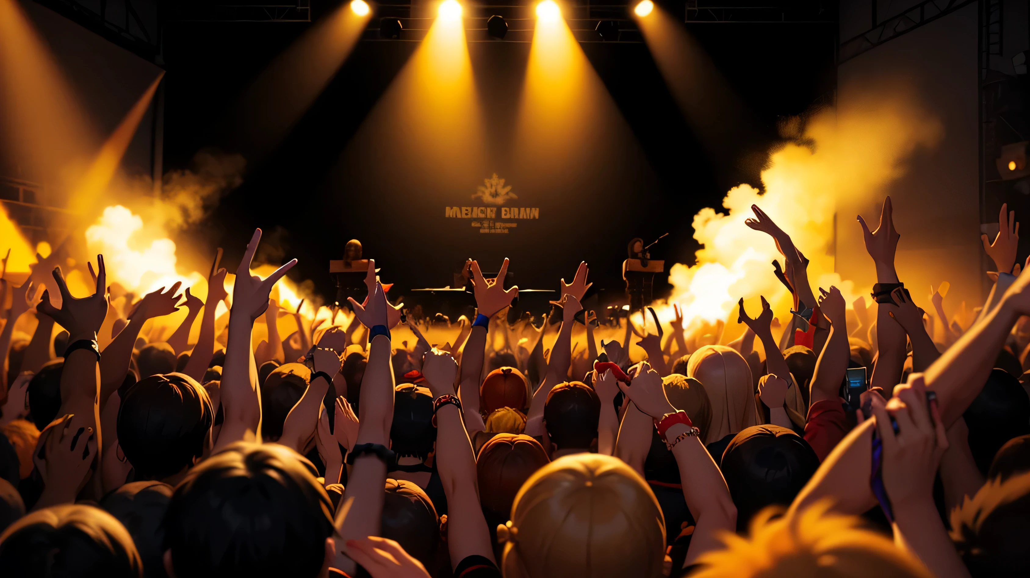 people々々Participating in a concert with hands raised.、 concert video, Concert Documentaries, rock concert, Heavy Metal Concert, heavy rock concert, Rabbids at a metal concert, 2 0 1 5 Live Music Video, mosh pit, punk concert, crowd cheers, proto metal concert, Hands raised in the air, stoner metal concert