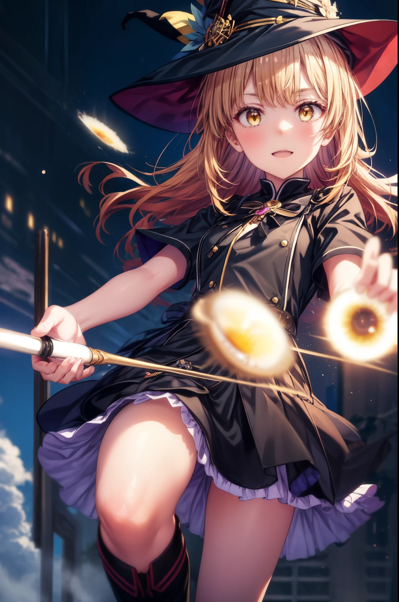 irohaisshiki, iroha isshiki, long hair, brown hair, (brown eyes:1.5), smile,witch hat,Witch Dress,long skirt,short boots,staff , holding staff, Magic with a long magic wand(thunder)is putting out,ability(thunder,)
"Witch's Covenant": 月明かりに照らされたforestに集まったWitch's Covenantを示す暗くて雰囲気のある画像, Surrounded by swirling mist、Cast spells under the watchful eye of the shining full moon,
break outdoors, forest,
break looking at viewer,
break (masterpiece:1.2), highest quality, High resolution, unity 8k wallpaper, (figure:0.8), (detailed and beautiful eyes:1.6), highly detailed face, perfect lighting, Very detailed CG, (perfect hands, perfect anatomy),
