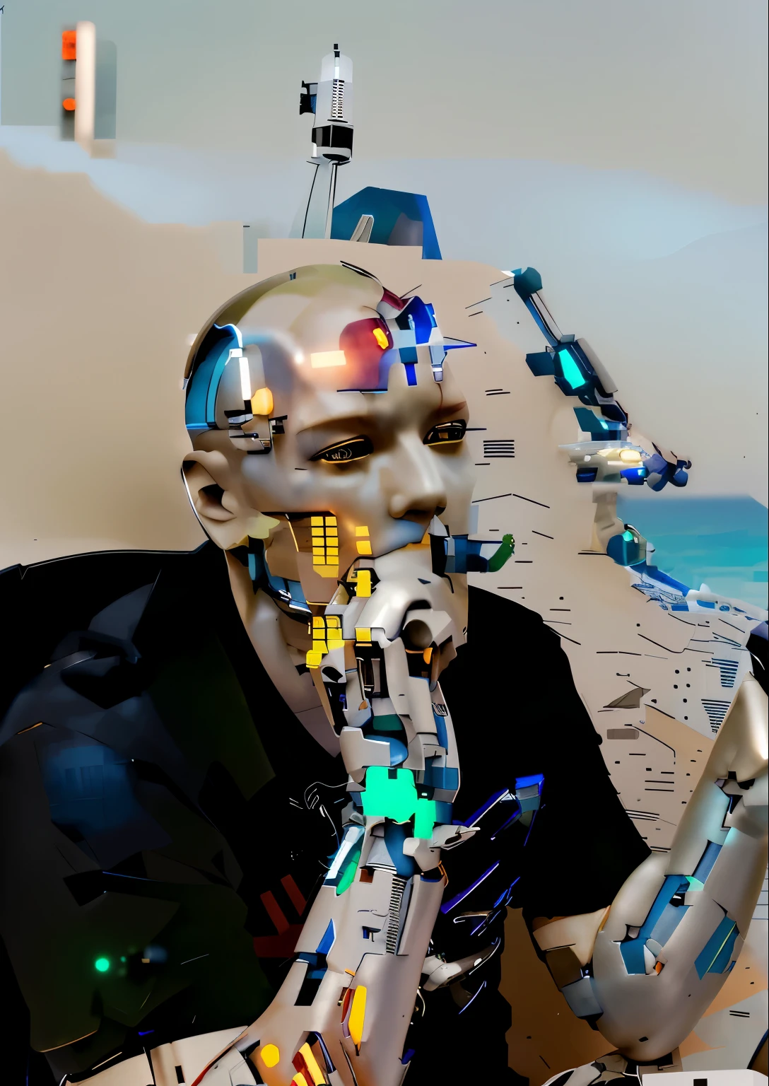 Cyborg, light, more deails, Future, cyberpunk character, robotic body,(Pacific Rim, blue colors:1.1), 1 person, Mechanical miracle, anatomically correct, textured leather, Best quality, Awarded, High quality, A high resolution, 16k