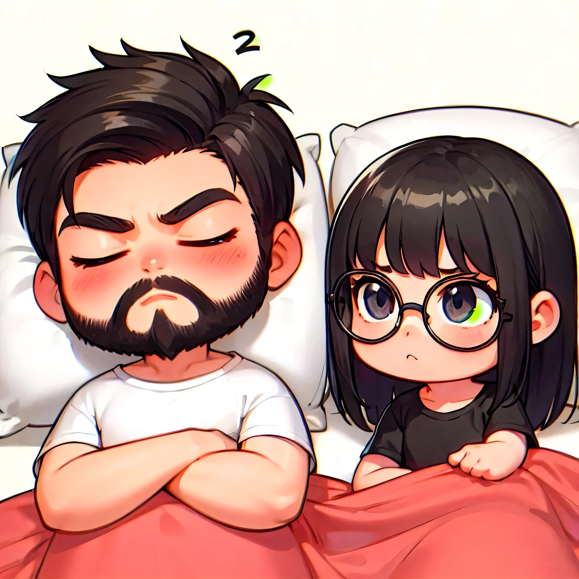 desenho animado de um homem e uma mulher dormindo na cama com os olhos fechados, estilo anime do ig studios, Retrato realista kawaii, estilo de arte fofo, sleepy expression, fanart de alta qualidade, fanart oficial, obras de arte no estilo de guweiz, estilo de arte dos desenhos animados, arte detalhada, Estilo de arte de desenho animado, estilo de arte realista, no estilo anime, estilo de arte de anime, em estilo anime