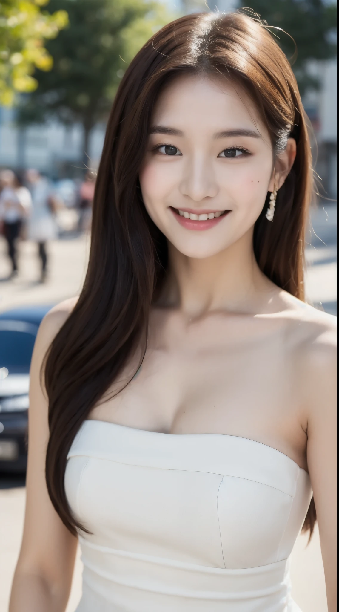 ((top-quality、8K、​masterpiece:1.3))、Beautiful 20 year old girl with perfect body shape、K-pop Idol Face、Slim Abs Beauty:1.3、(Hairstyles Brown Hair Shortcuts、Colossal tits)、doress:1.1、Super fine face、Delicat eyes、二重まぶた、A smile with shame、Duan、Raw photo