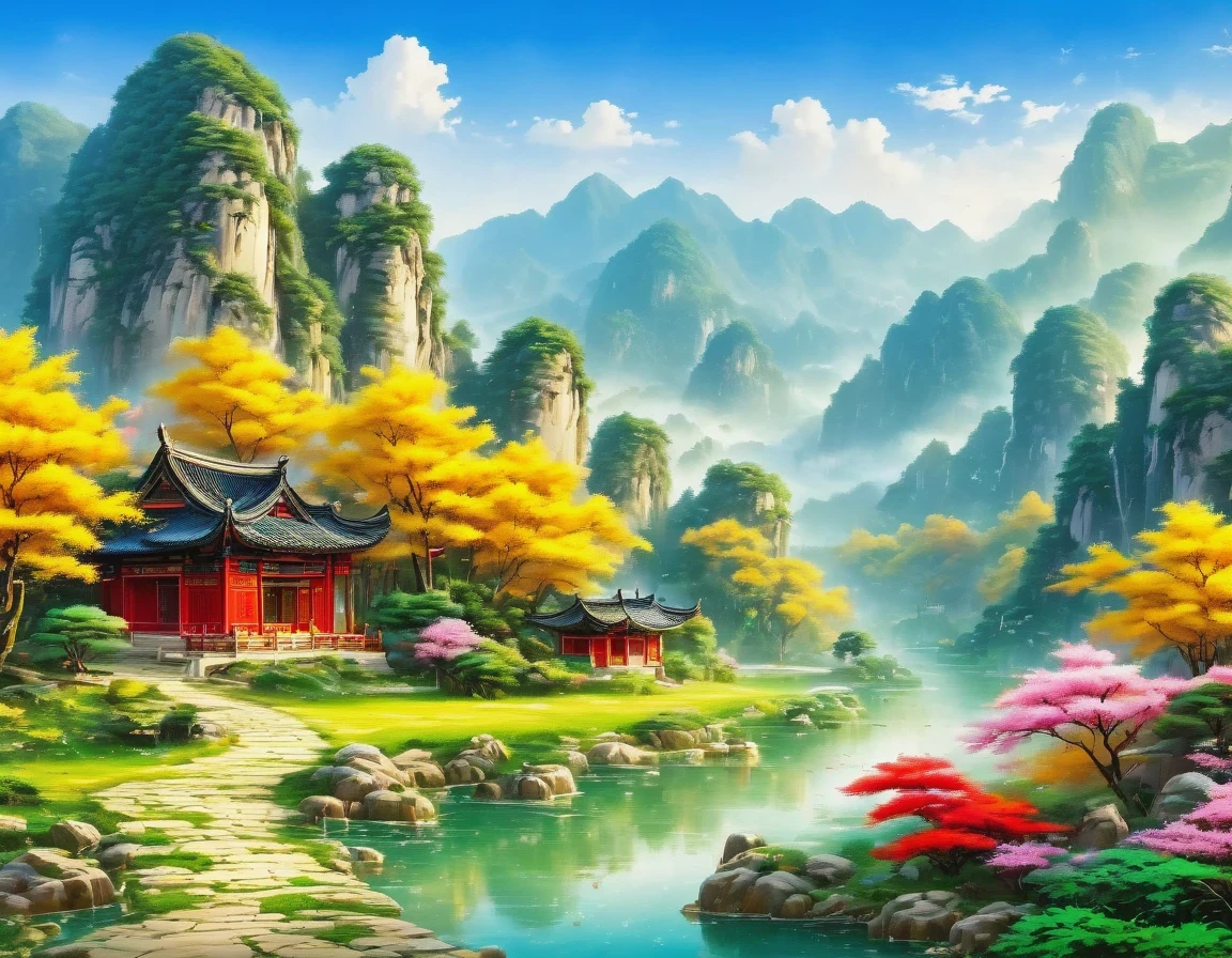(best picture quality，8k，high resolution，masterpiece)，super detailed，Chinese landscape painting，(landscape artistic conception)，(Zen aesthetics)，Zen composition，summer，Sunlight，Good boy，Kaneko的稻田，Kaneko，happiness，children&#39;laughter，children在稻田里玩耍，Cicada chirping，Beautiful scenery，extremely detailed description，main，bright colors，Kaneko日出，peaceful，Kanekoen light，prime time，nature，nature之美,minimalist，extreme details，unmatched details，Special effect、Realism and exquisite details，胶片颗粒和鲁Special effect果增加了图像的感和怀旧感