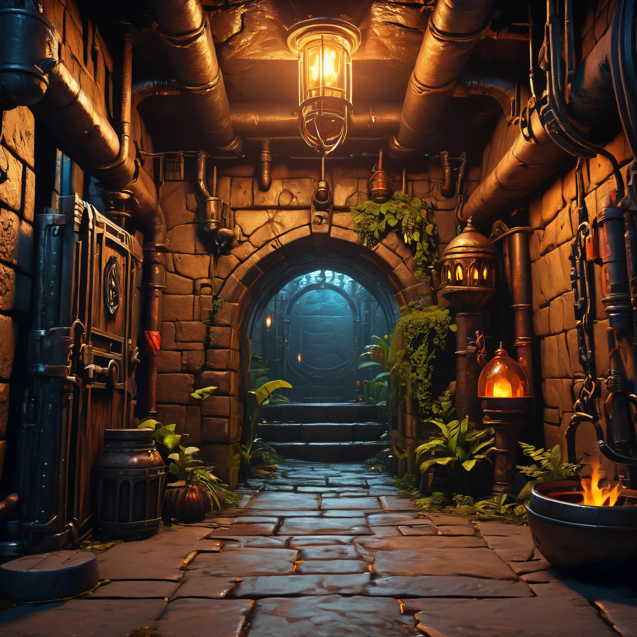 create an image demonstrating the style of ((Dungeonpunk)) style, hyper realism, 8k high definition, vibrant colors, sharp focus, insanely detailed