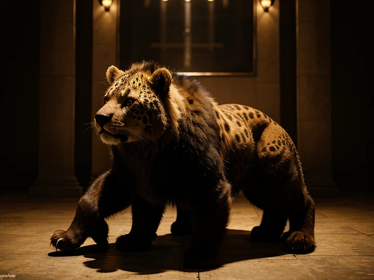 A besta que vi era semelhante a um leopardo, But it had feet like a bear's and a mouth like a lion's.. The dragon gave the beast its power, o seu trono e grande autoridade.