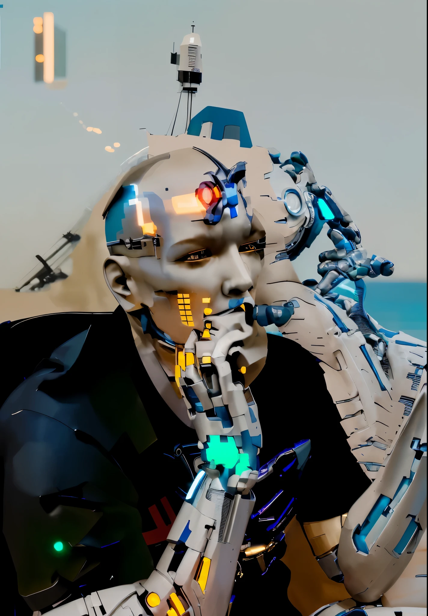 Cyborg, Future, cyberpunk character, robotic body,（Pacific Rim, blue colors：1.1）, 1 person, Mechanical miracle, anatomically correct, textured leather, Best quality, Awarded, High quality, A high resolution, 16k
Cyborg, Future, cyberpunk character, robotic body,（Pacific Rim, blue colors：1.1）, 1 person, Mechanical miracle, anatomically correct, textured leather, Best quality, Awarded, High quality, A high resolution, 16k
\]
