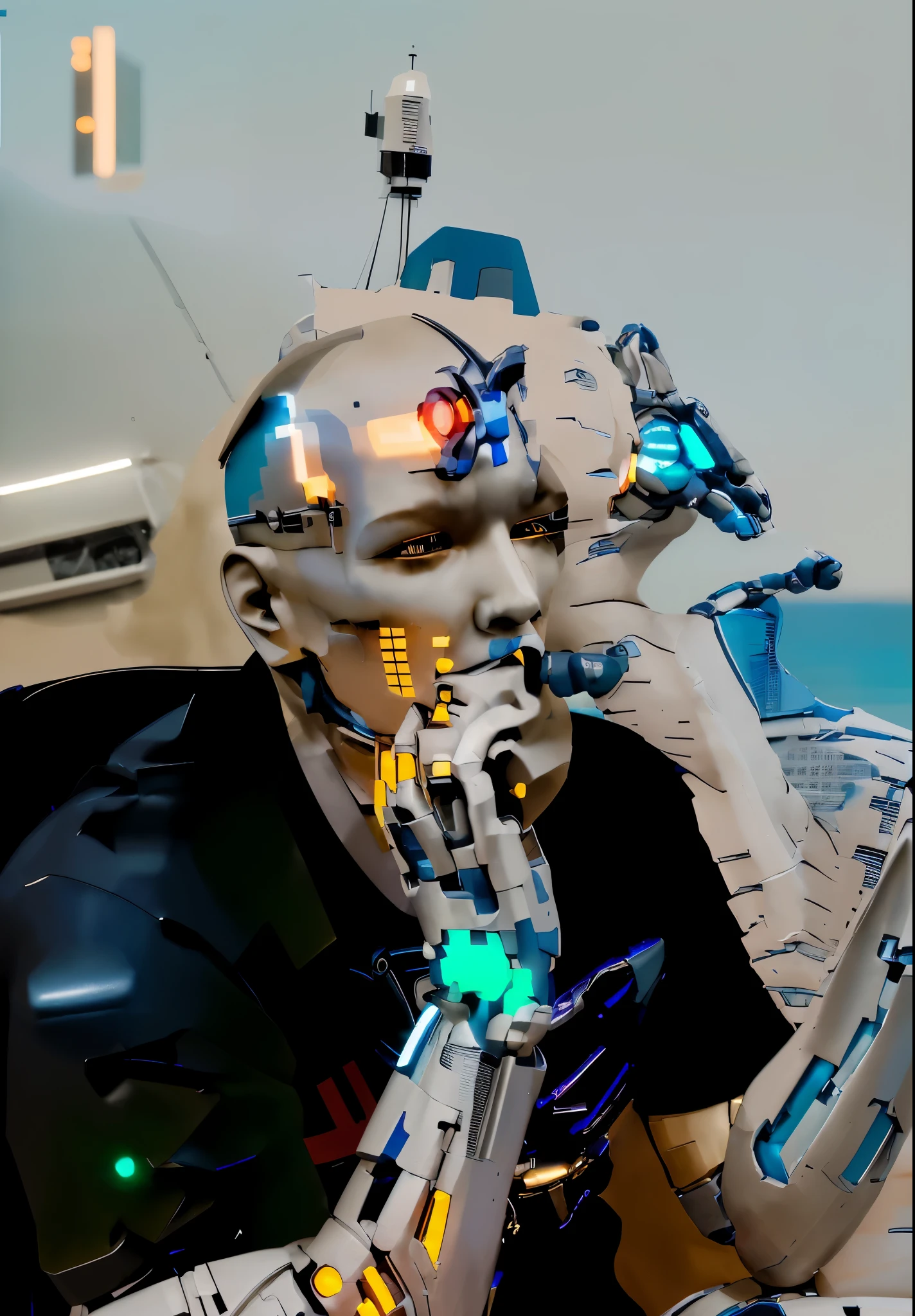 Cyborg, Future, cyberpunk character, robotic body,（Pacific Rim, blue colors：1.1）, 1 person, Mechanical miracle, anatomically correct, textured leather, Best quality, Awarded, High quality, A high resolution, 16k
Cyborg, Future, cyberpunk character, robotic body,（Pacific Rim, blue colors：1.1）, 1 person, Mechanical miracle, anatomically correct, textured leather, Best quality, Awarded, High quality, A high resolution, 16k
\]