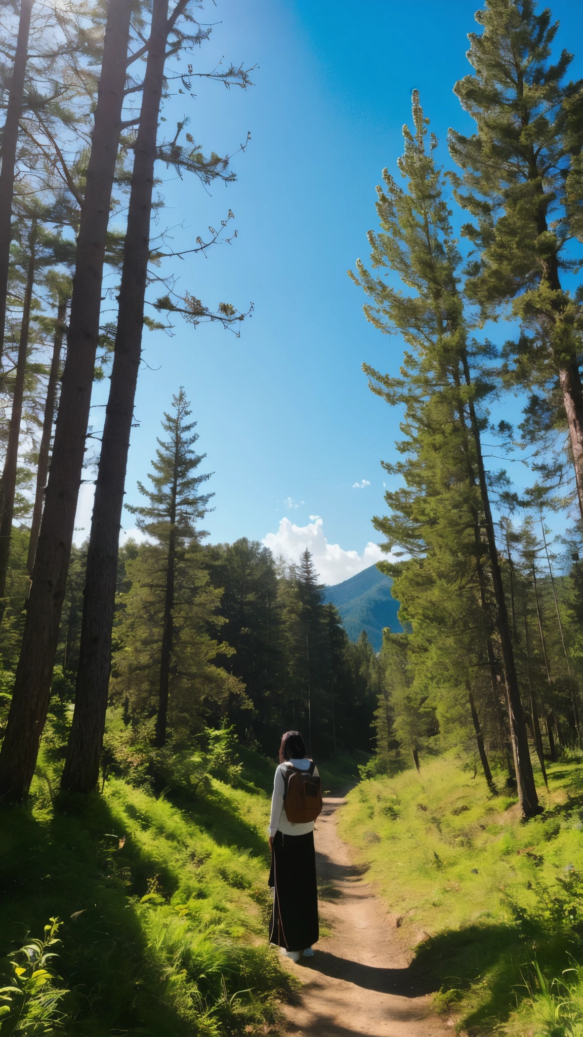 ulzzang-6500-v1.1, (RAW photo:1.2), (Photoreal), (genuine:1.4), (muste piece), quiet deep forest、Trees with the light of the rising sun々insert it very solemnly between、Tyndall effect,
