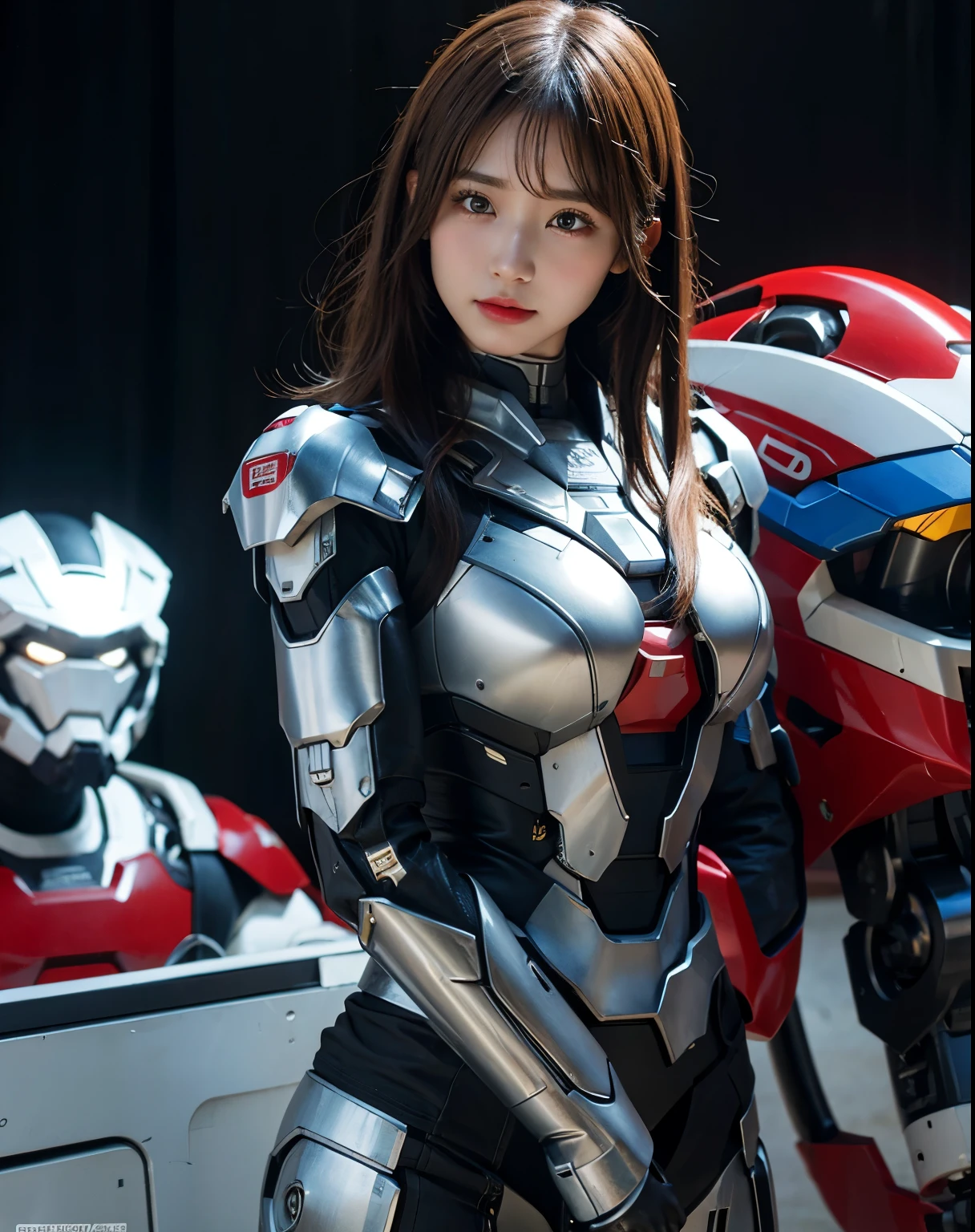 Super detailed, advanced details, high quality, 最high quality, High resolution, 1080p, hard disk, beautiful,(iron patriot),beautifulサイボーグ女性,Mecha cyborg girl,battle mode,Mecha body girl,She wears a futuristic iron patriot mech