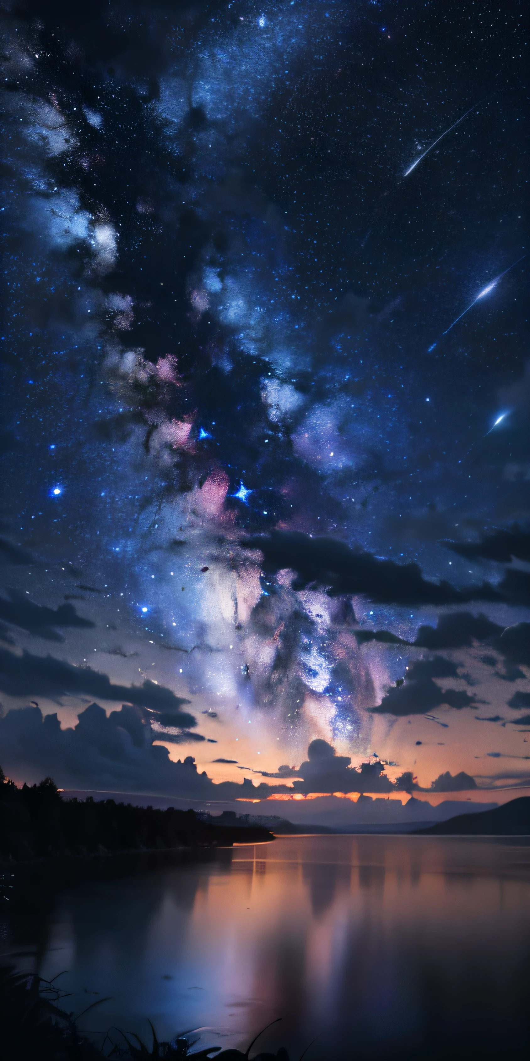Ridiculous resolution, high resolution, (masterpiece: 1.4), ultra detail, viewed, floating, ultra-detailed night sky, stars