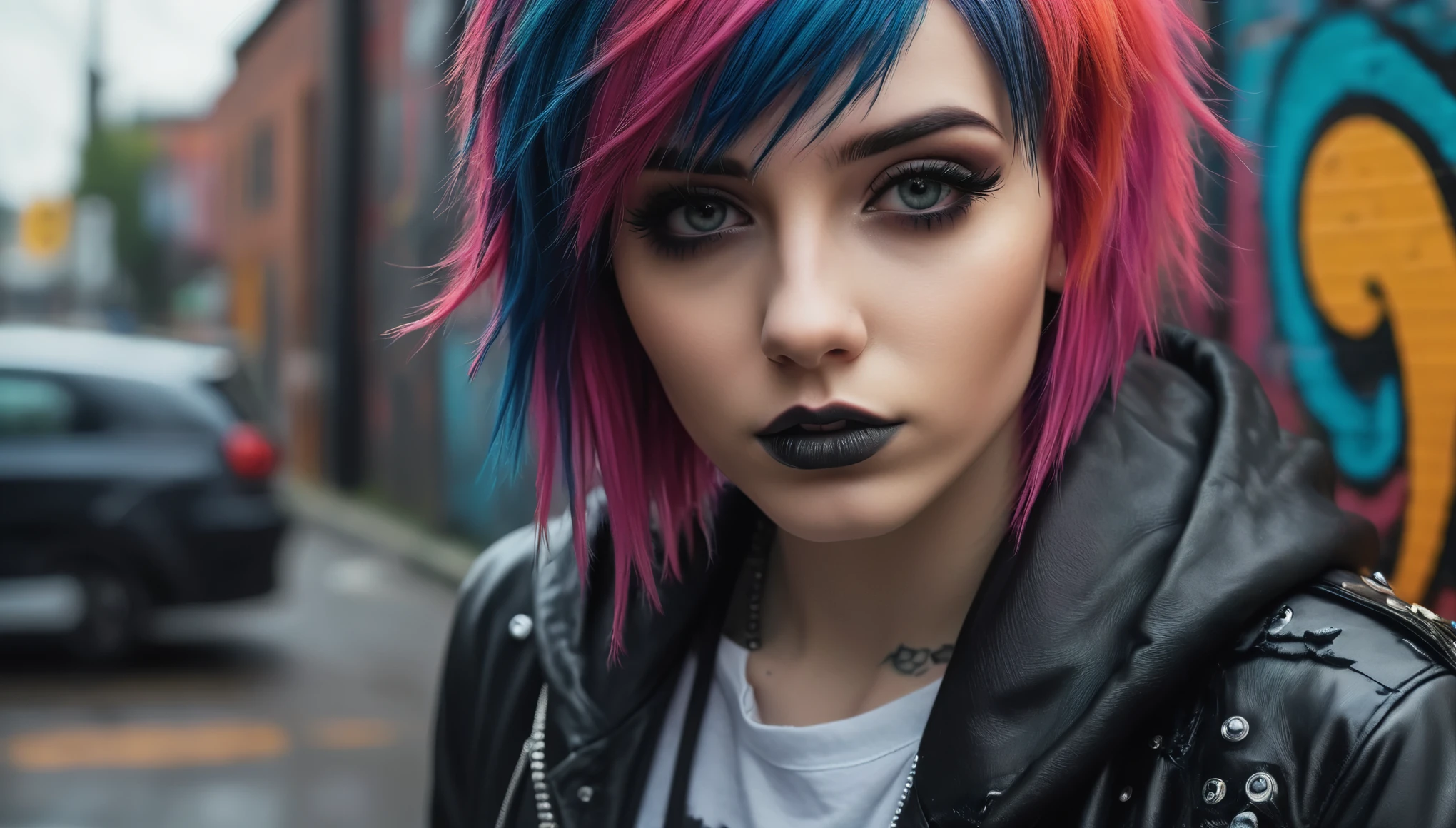 create an image demonstrating the style of ((Emo)) style, hyper realism, 8k high definition, vibrant colors, sharp focus, insanely detailed