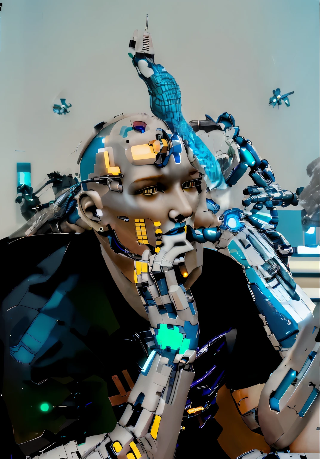 Cyborg, Future, cyberpunk character, robotic body,（Pacific Rim, blue colors：1.1）, 1 person, Mechanical miracle, anatomically correct, textured leather, Best quality, Awarded, High quality, A high resolution, 16k
Cyborg, Future, cyberpunk character, robotic body,（Pacific Rim, blue colors：1.1）, 1 person, Mechanical miracle, anatomically correct, textured leather, Best quality, Awarded, High quality, A high resolution, 16k
\]